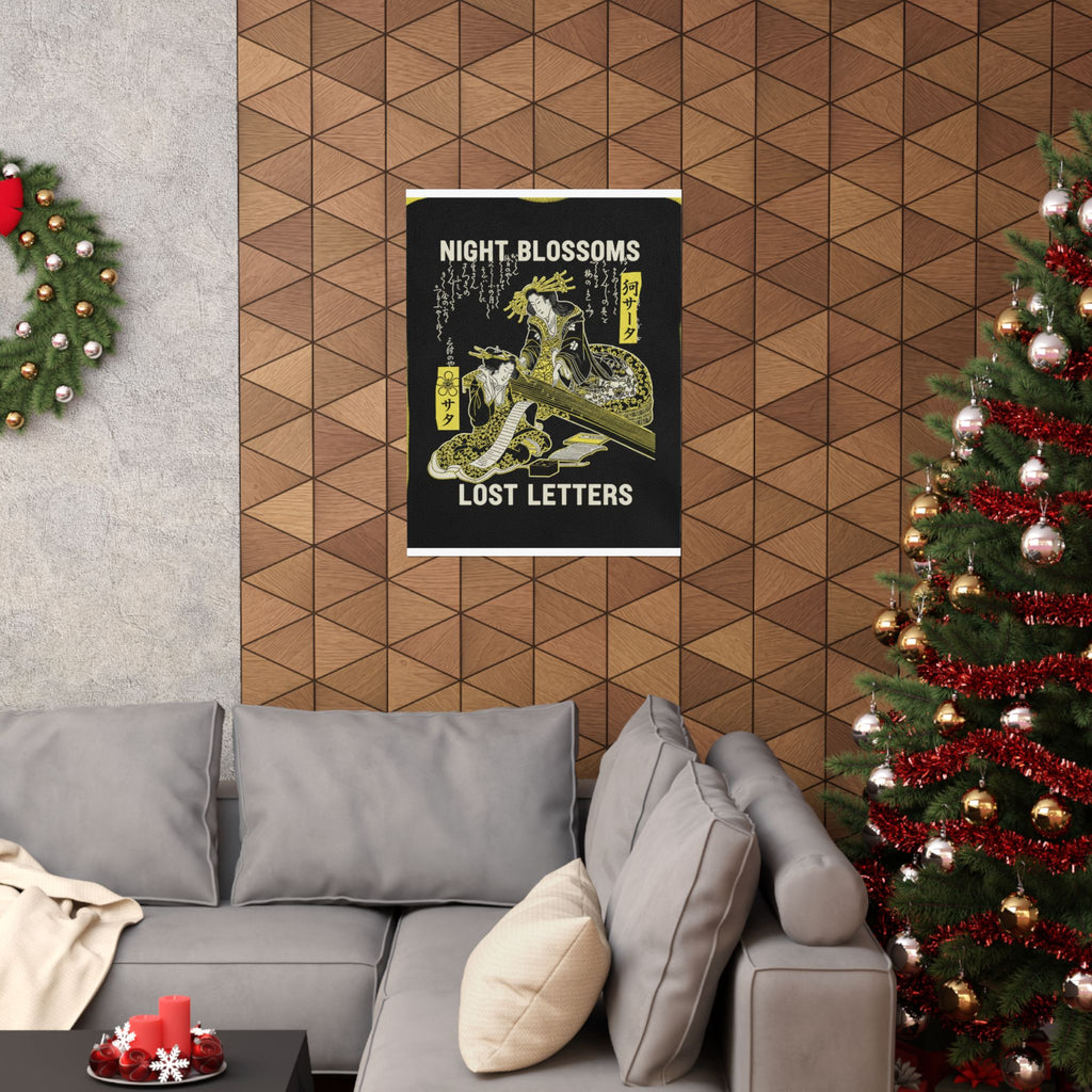 Streetwear Collage — Two Courtesans, One Playing A Koto (Harp) And The Other Reading A Letter — Matte Poster