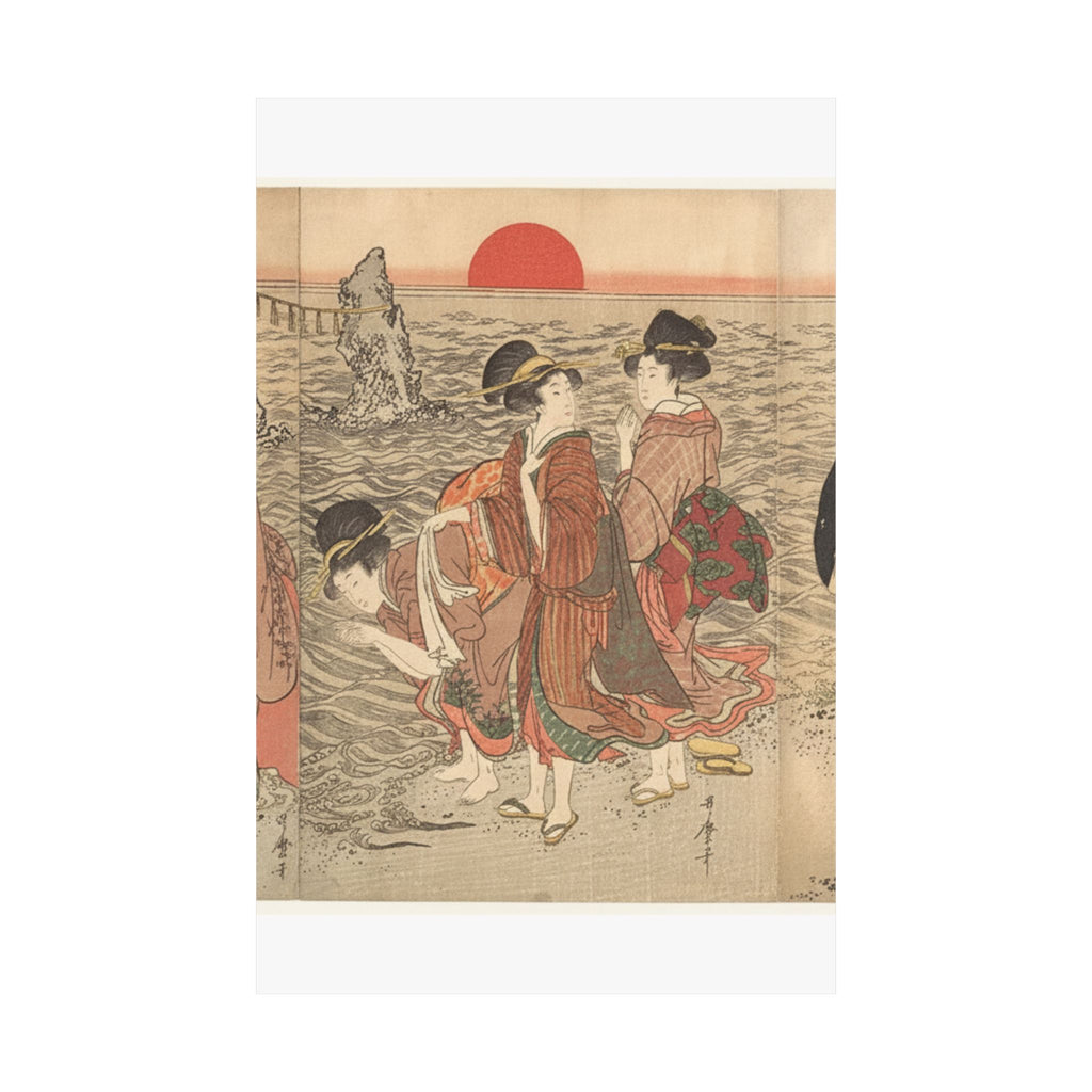Ecommerce Main — Women Worshipping The Rising Sun Between The Twin Rocks At Ise — Matte Poster