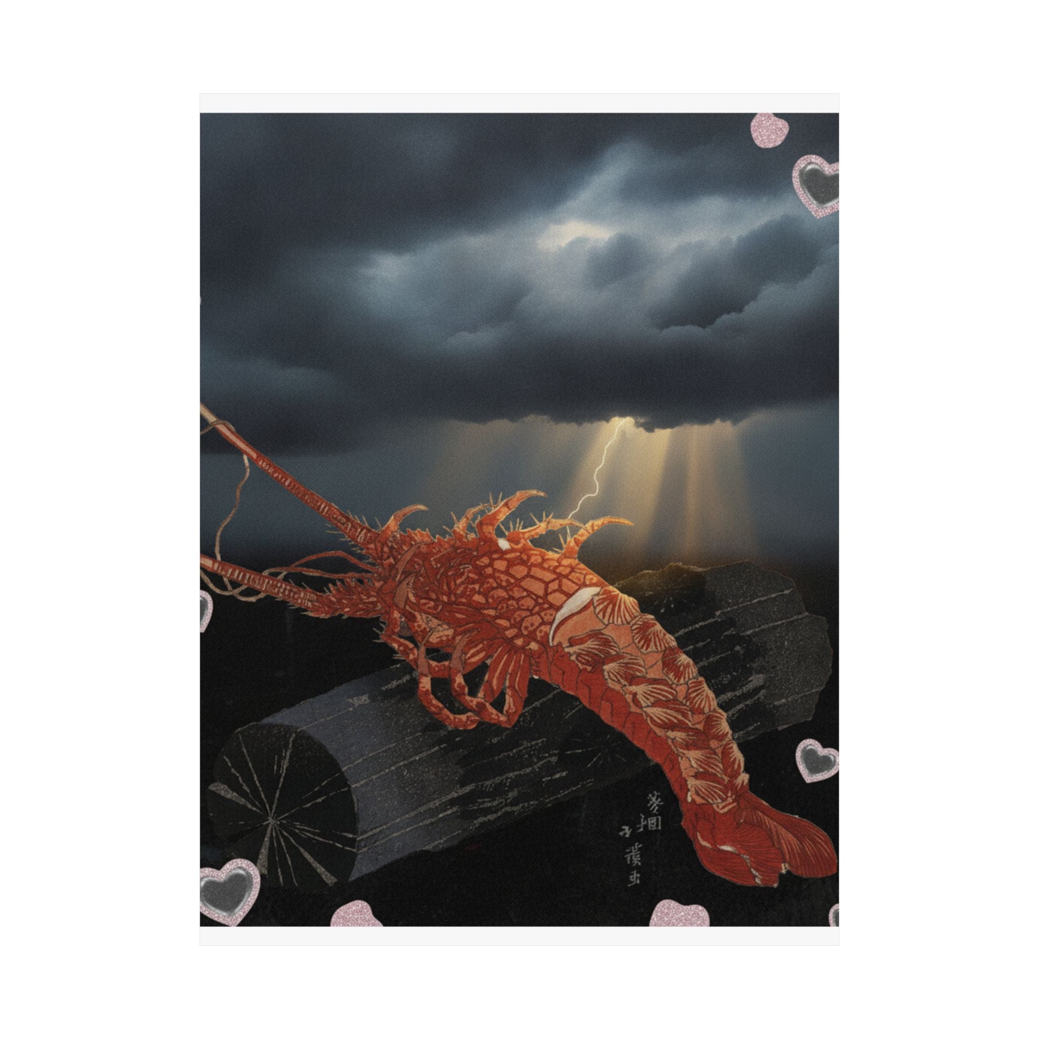 Dramatic Storm — Lobster On A Piece Of Charcoal — Matte Poster