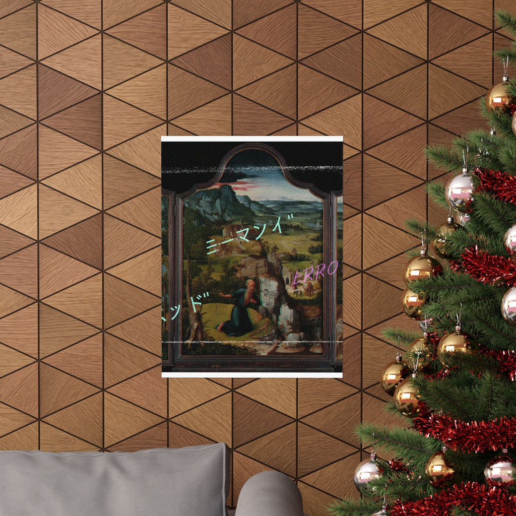 Glitched Renaissance Triptych Vaporwave ERROR Matte Poster