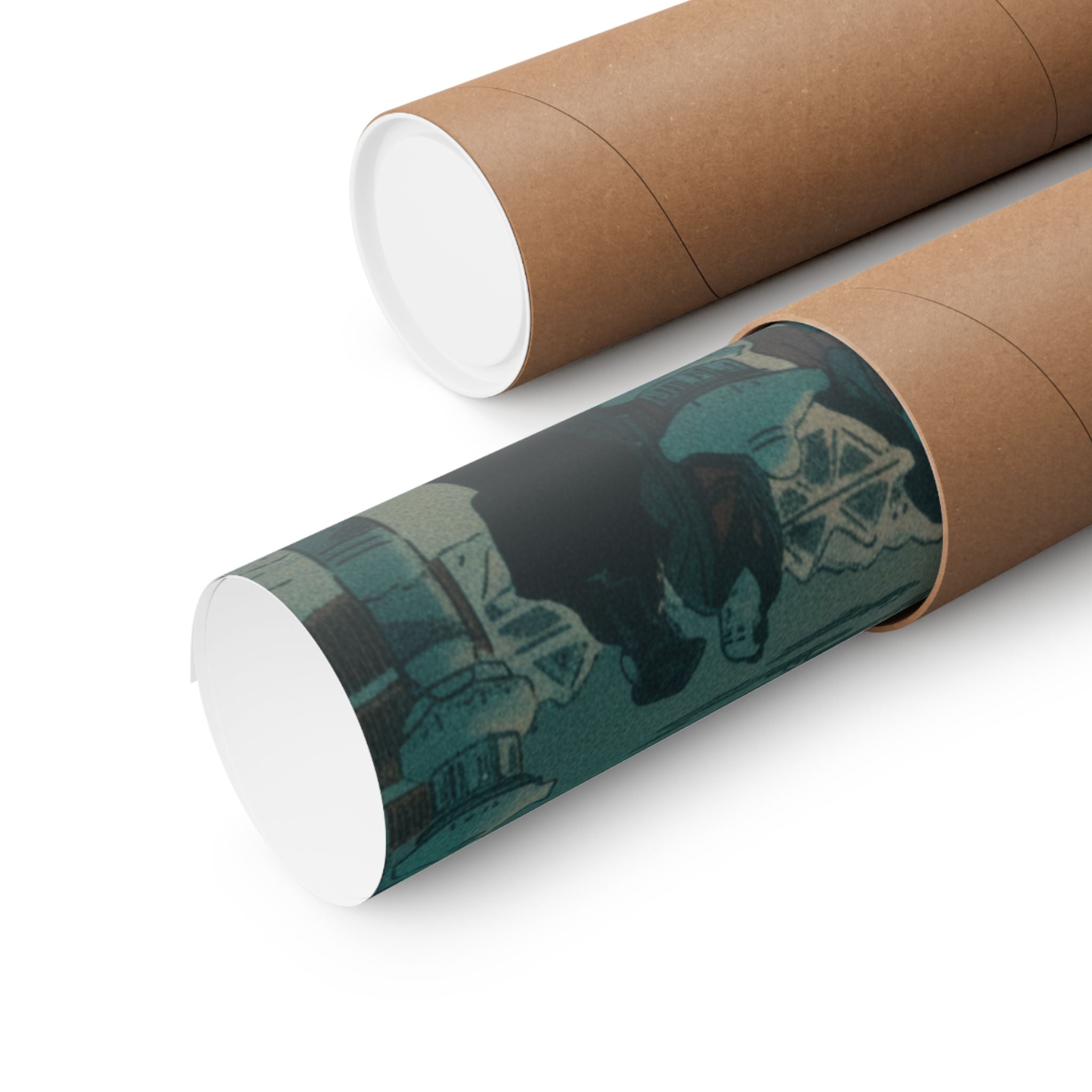 Cinematic — Snow Scene With Figures Outside A Temple — Matte Poster