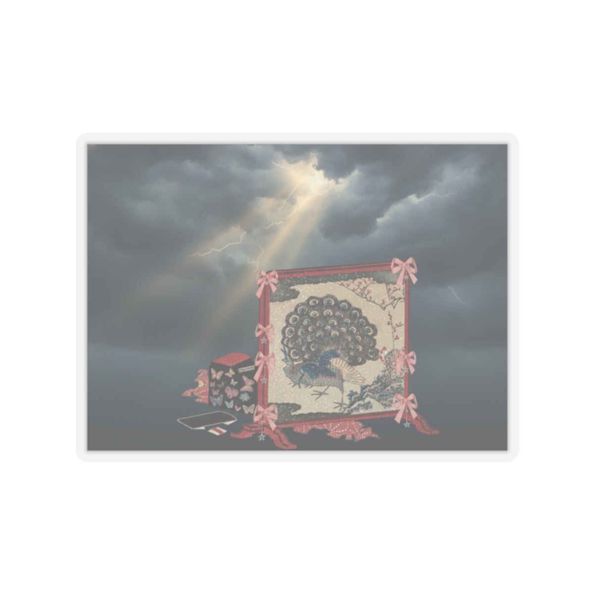 Dramatic Storm — Screen And Lady'S Work-Box — Kiss-Cut Sticker