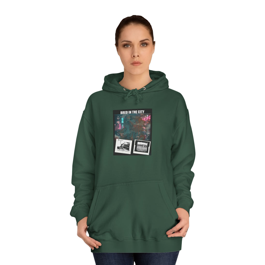 Bred In The City Neon Car Polaroid Collage Hoodie