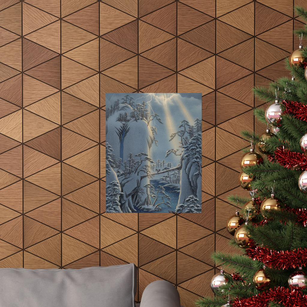 Dramatic Storm — River Gorge In Snow — Matte Poster