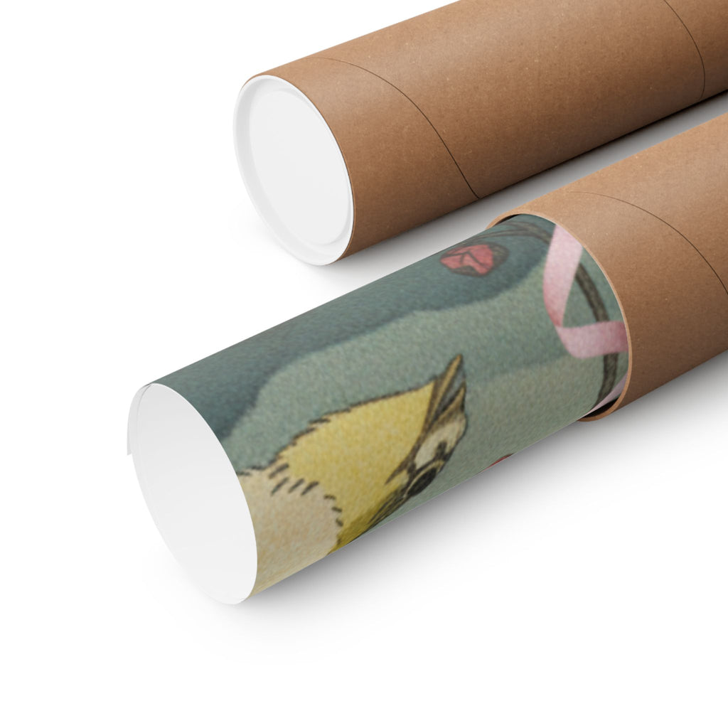 Scenic Nature — Bush Warbler On A Plum Branch (Ume Ni Uguisu) — Matte Poster