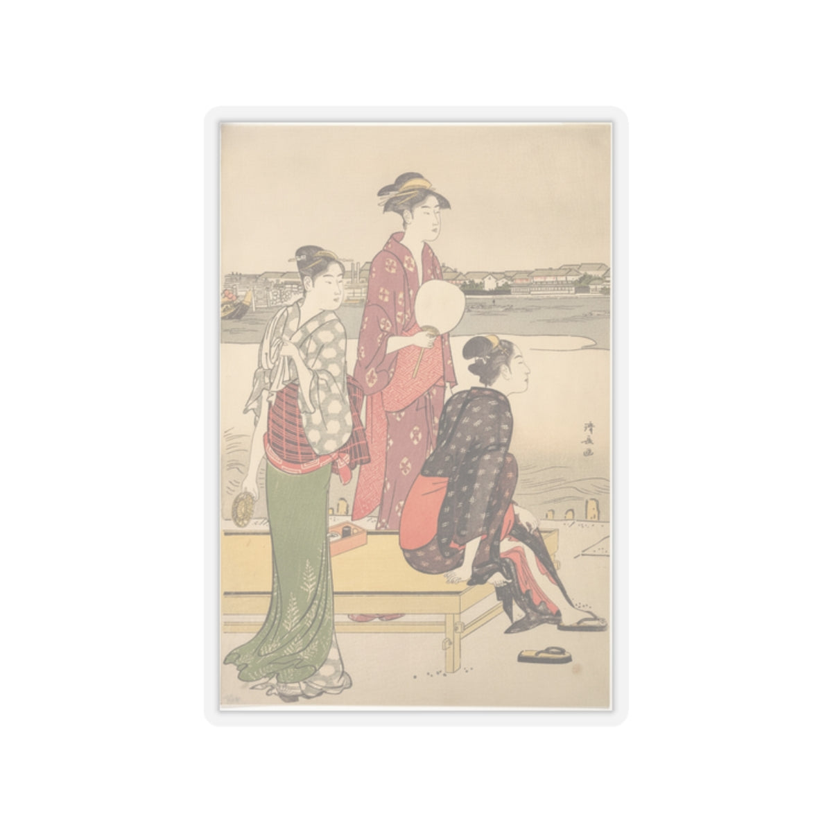 Watercolor — Evening On The Banks Of The Sumida River — Kiss-Cut Sticker