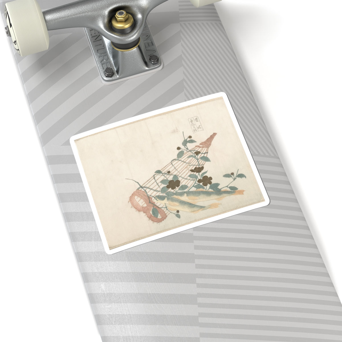 Botanical — Sweet Fishes Of The Nagara River, With Baskets And Flowers — Kiss-Cut Sticker