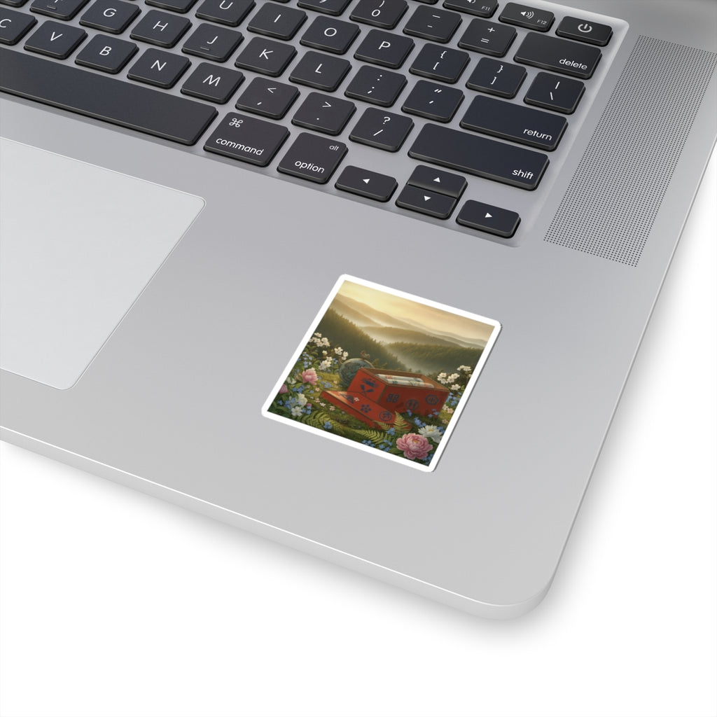 Scenic Nature — Red Lacquer Box And Water-Pot — Kiss-Cut Sticker