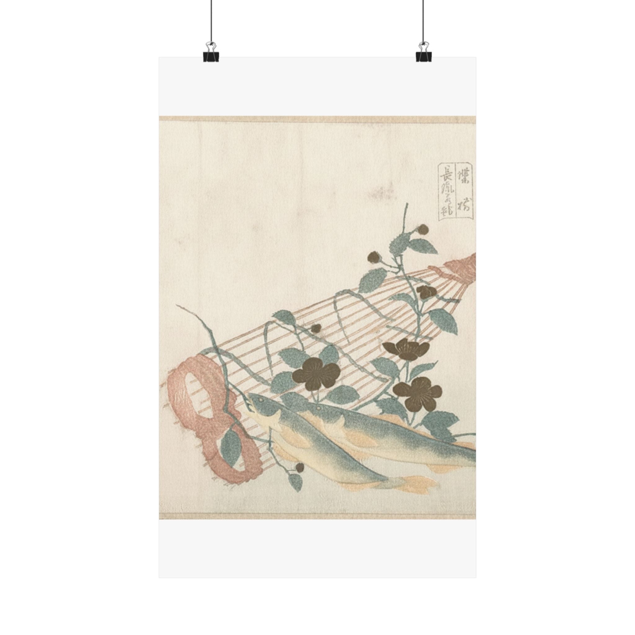 Botanical — Sweet Fishes Of The Nagara River, With Baskets And Flowers — Matte Poster