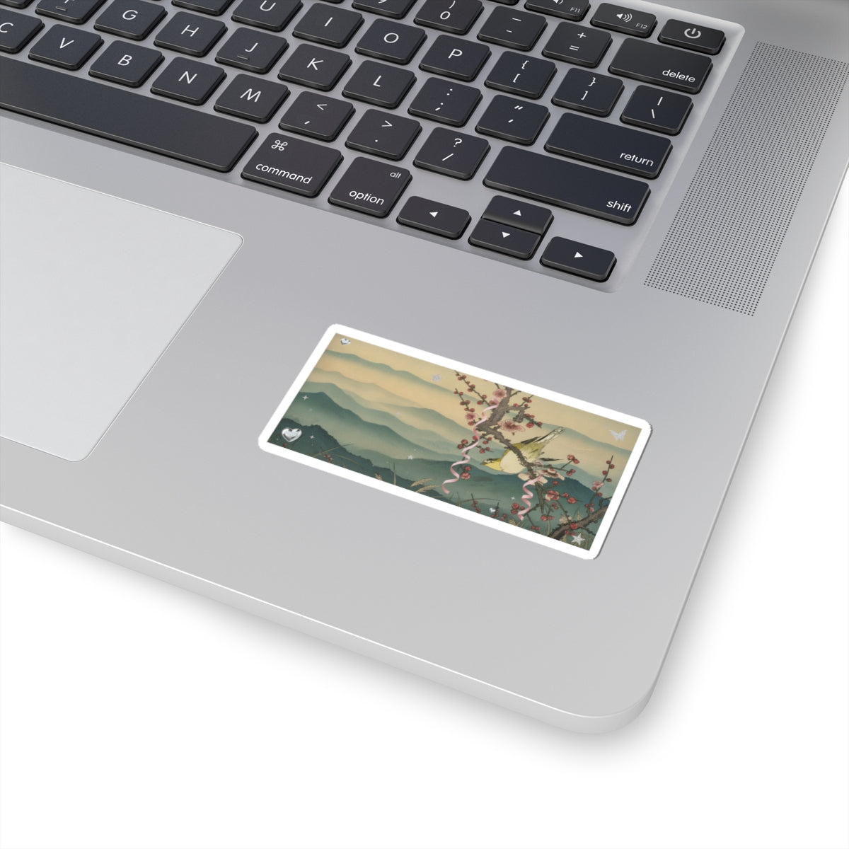 Scenic Nature — Bush Warbler On A Plum Branch (Ume Ni Uguisu) — Kiss-Cut Sticker