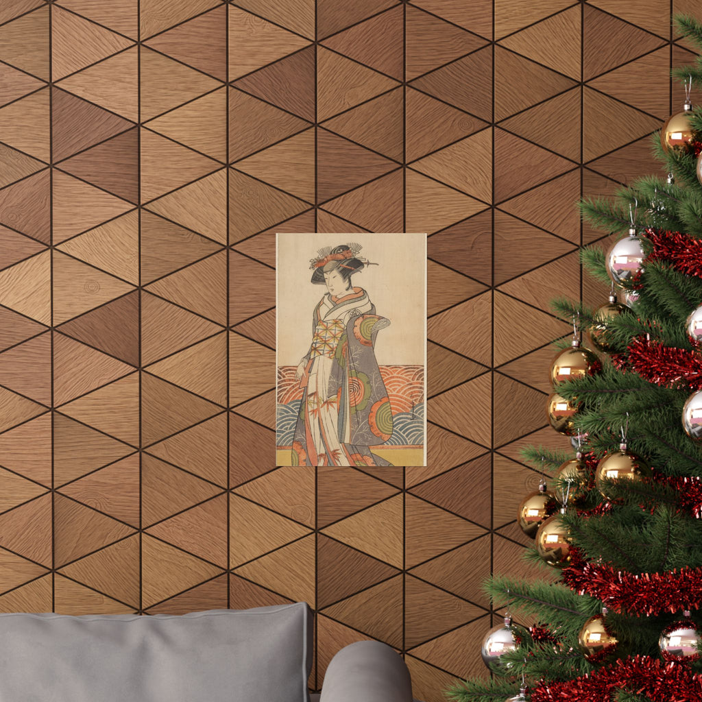Product Marketing — The Third Segawa Kikunojo As A Woman Standing In A Room Having A Wave-Pattern Da — Matte Poster