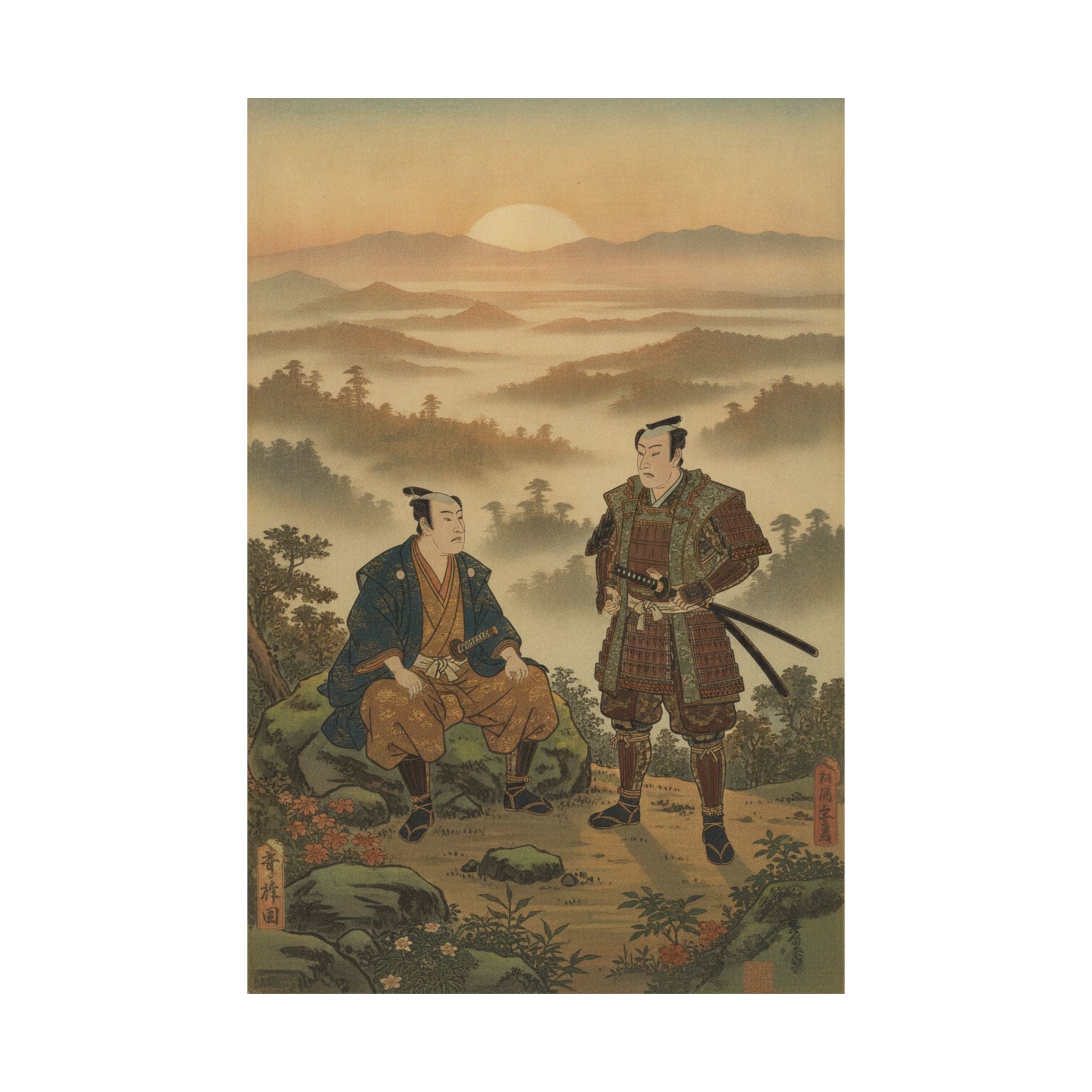 Scenic Nature — A Daimyo Talking To One Of His Retainers — Matte Poster