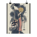Watercolor — Girl With Fan — Matte Poster