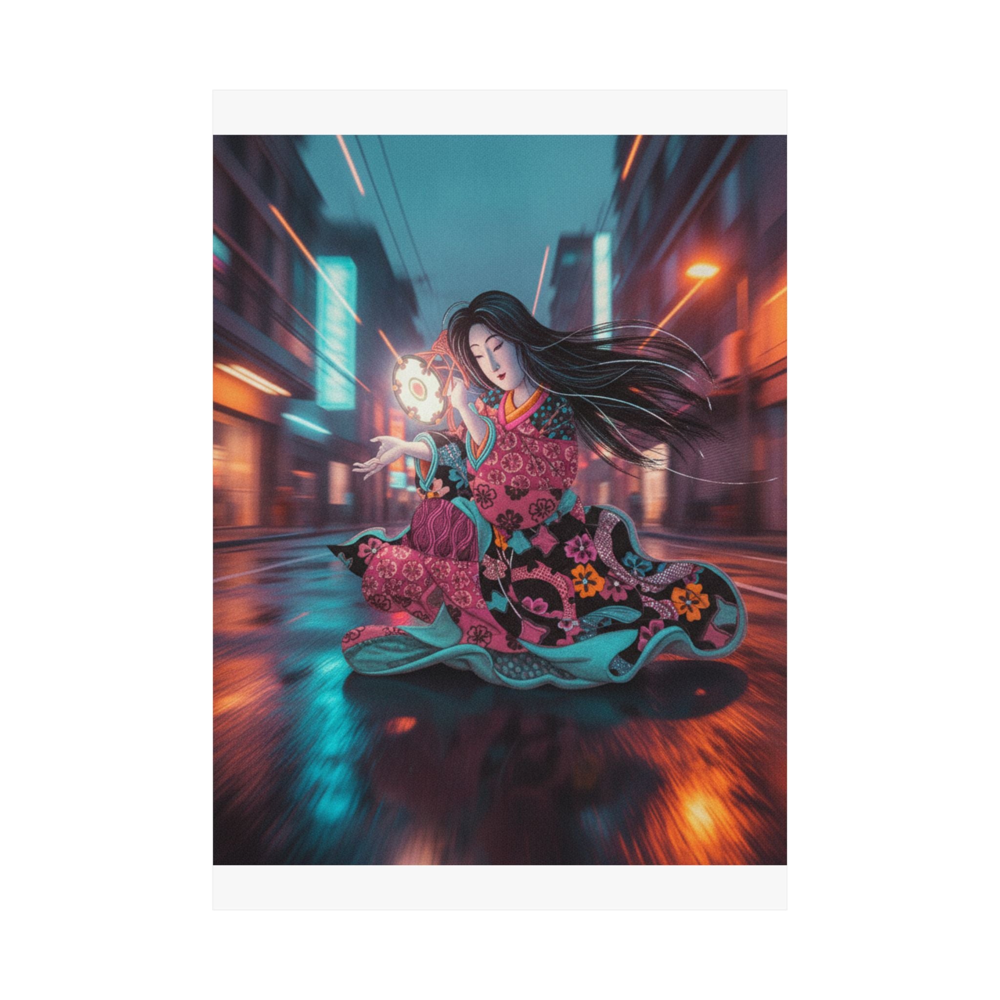 Fast Furious — Woman Playing The Tsuzumi — Matte Poster