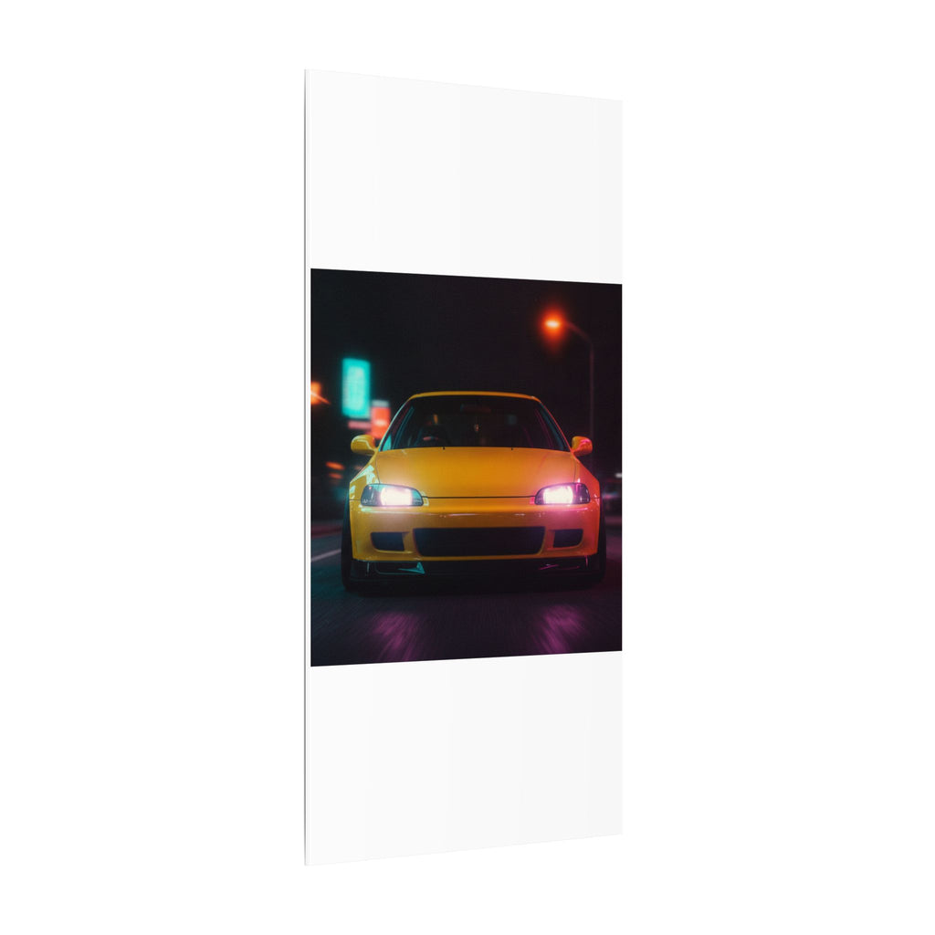 Neon Night JDM Yellow Coupe Street Matte Canvas