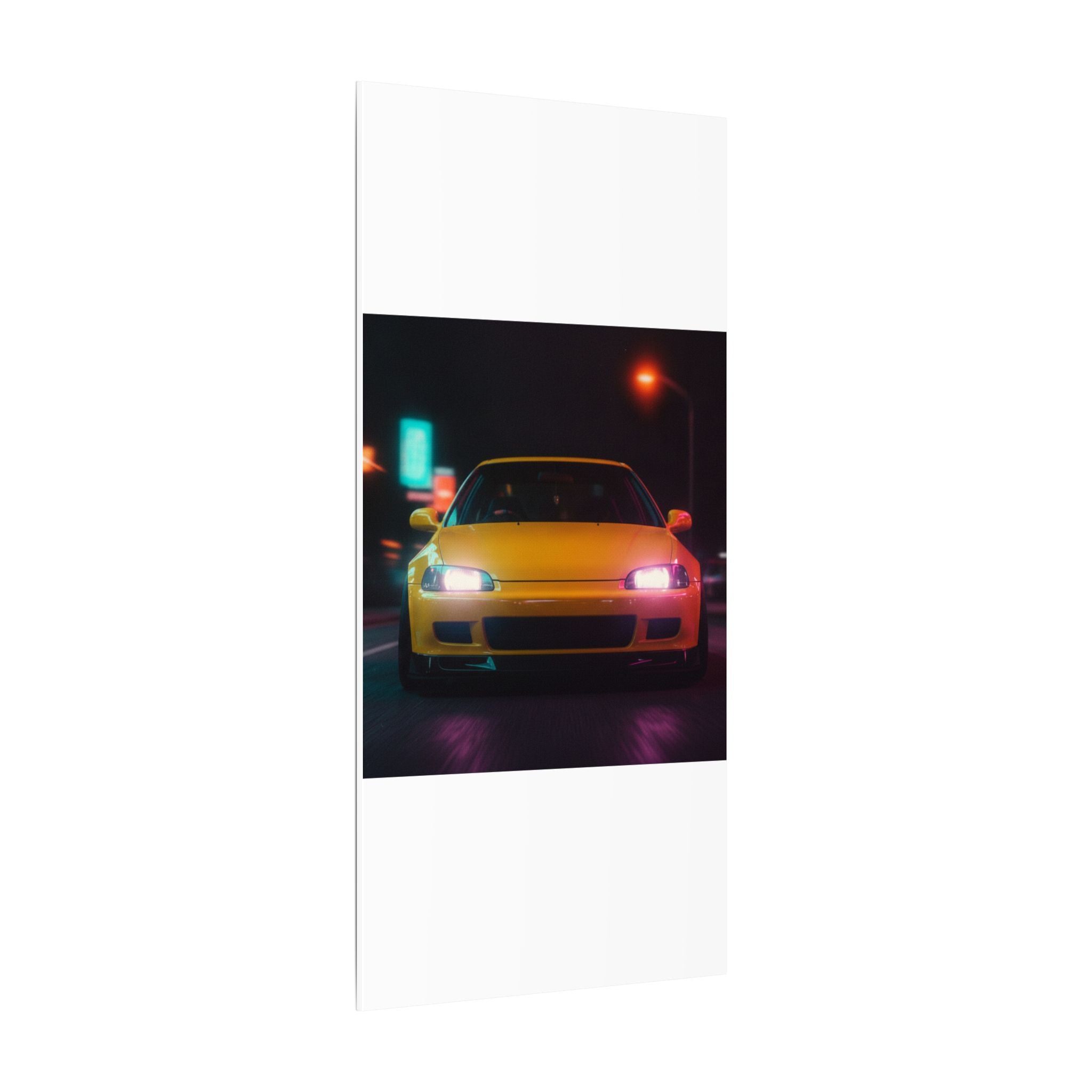 Neon Night JDM Yellow Coupe Street Matte Canvas