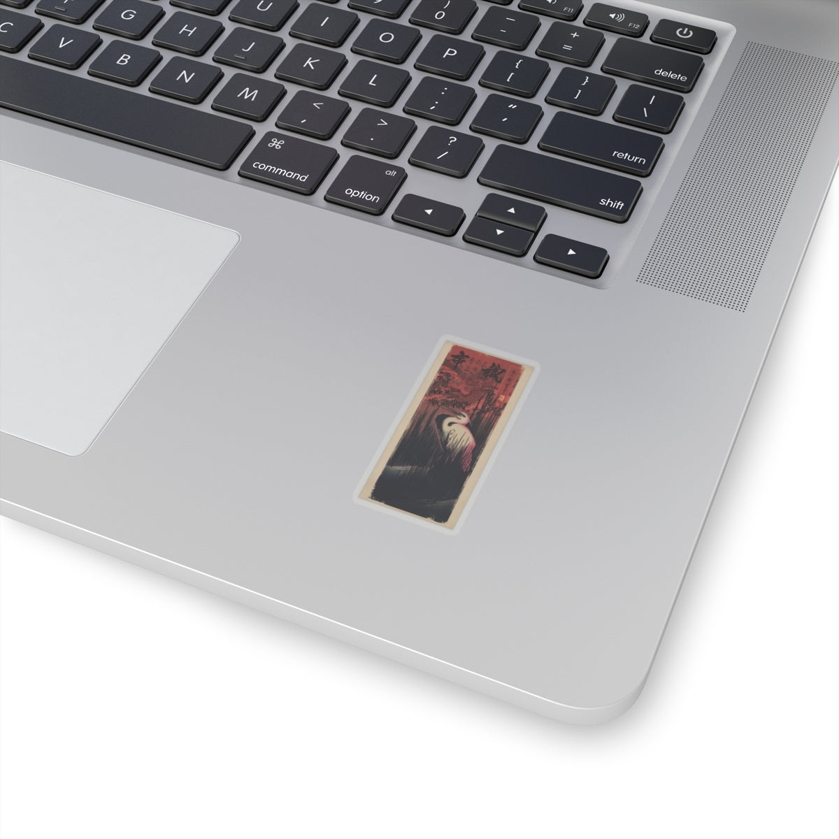 Japanese Street — White Heron Standing Among Reeds — Kiss-Cut Sticker
