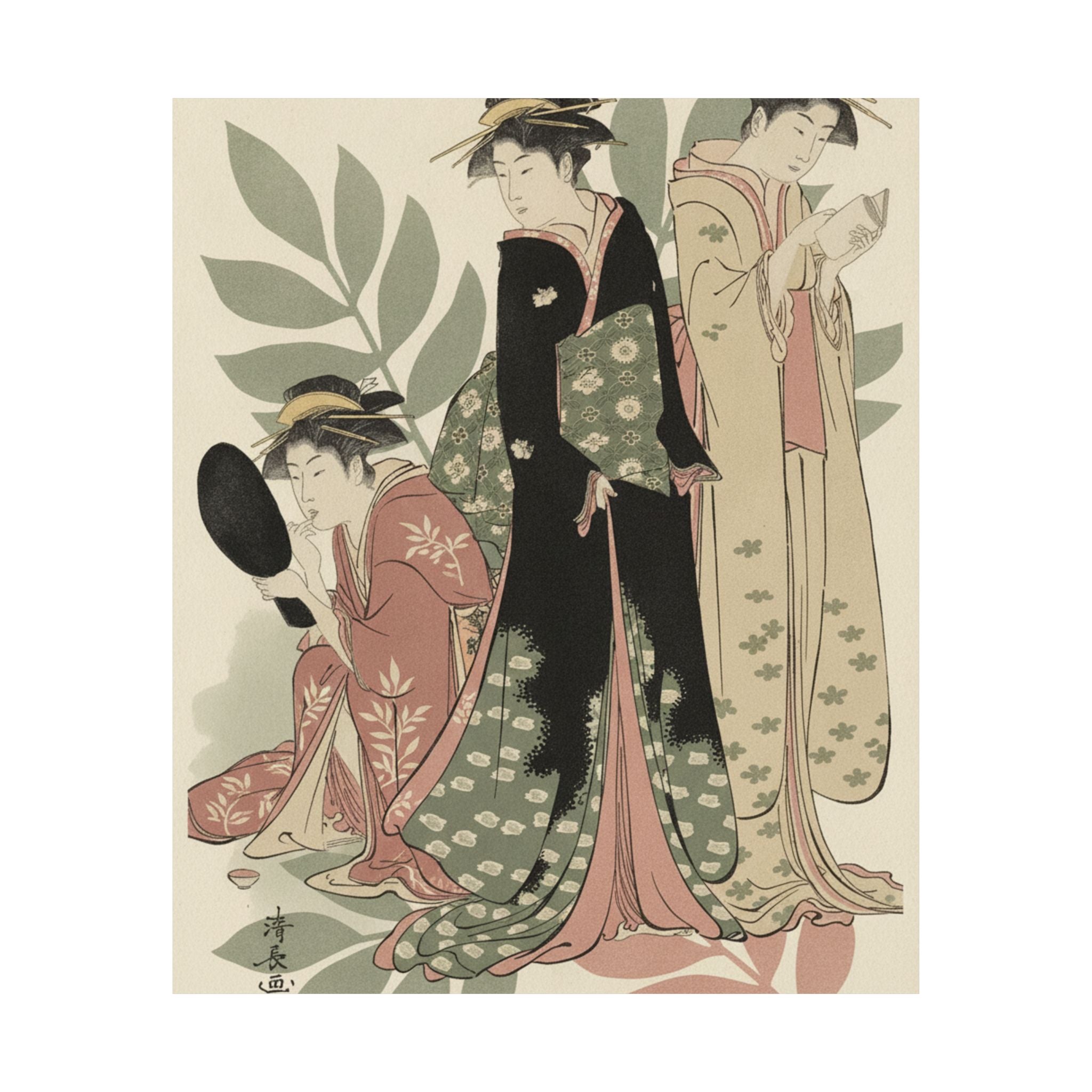 Botanical — Three Geishas Of Tachibana Street In Their Room — Matte Poster