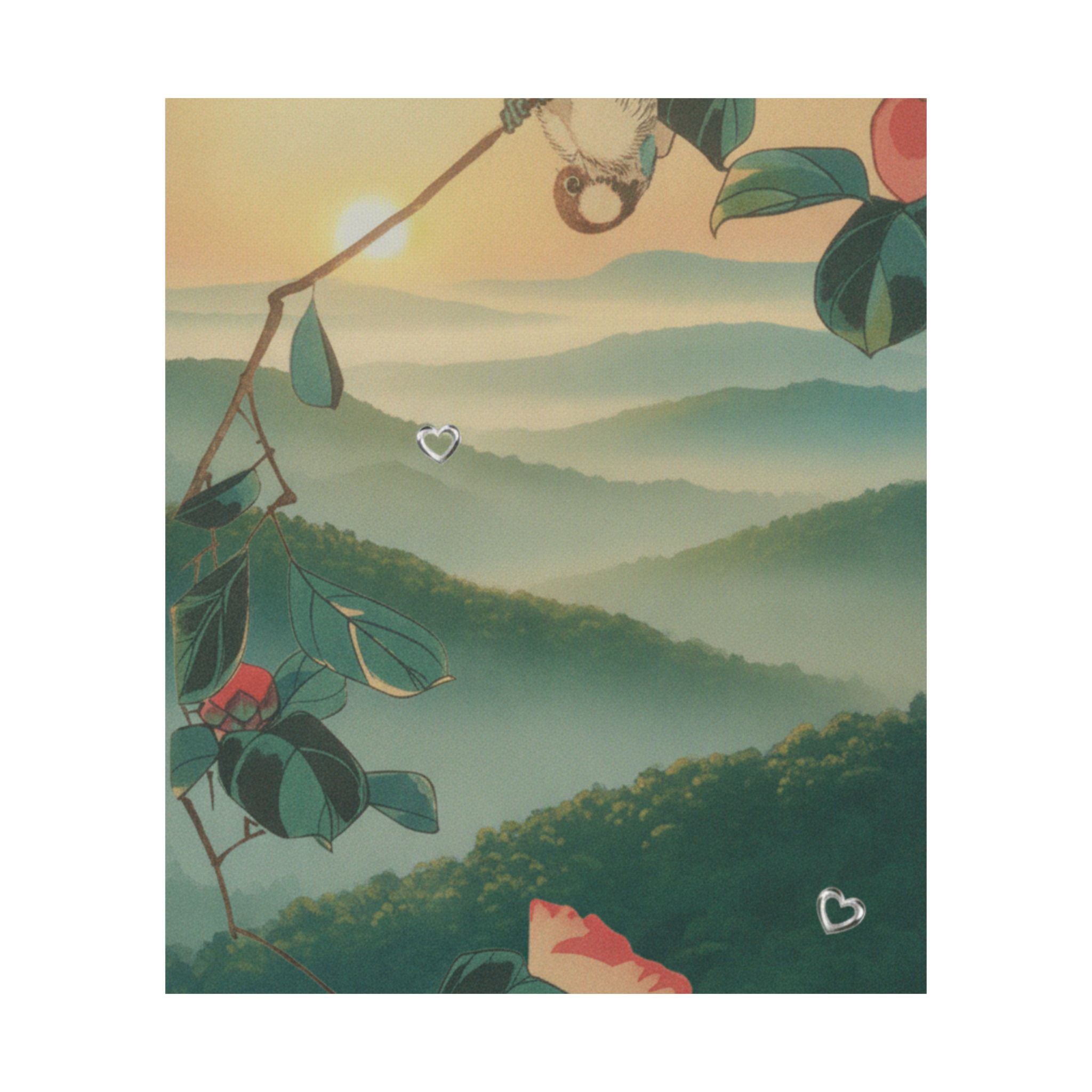 Scenic Nature — Camellia And Bullfinch — Matte Poster