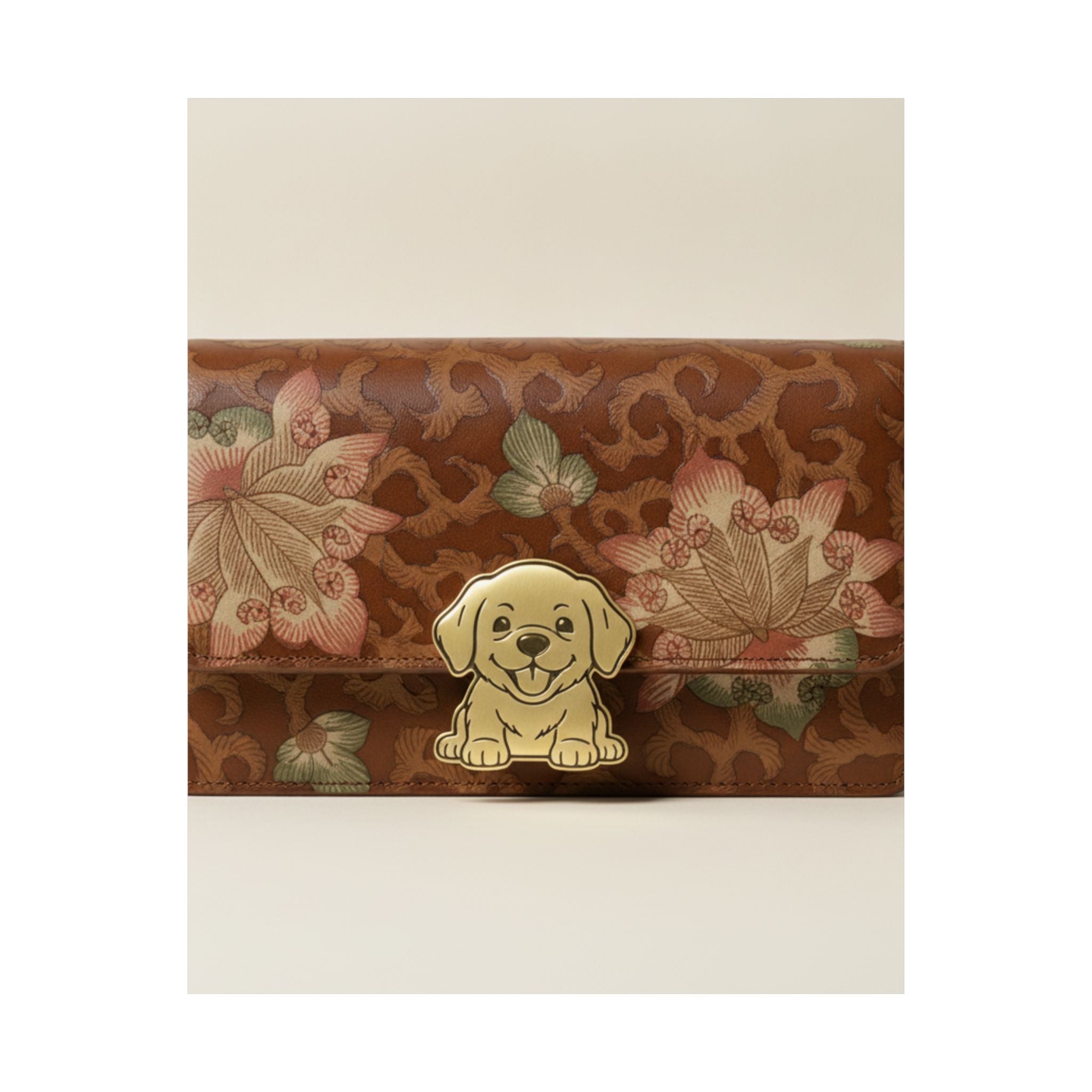 Product Marketing — Leather Purse With A Buckle In The Shape Of A Puppy — Matte Poster