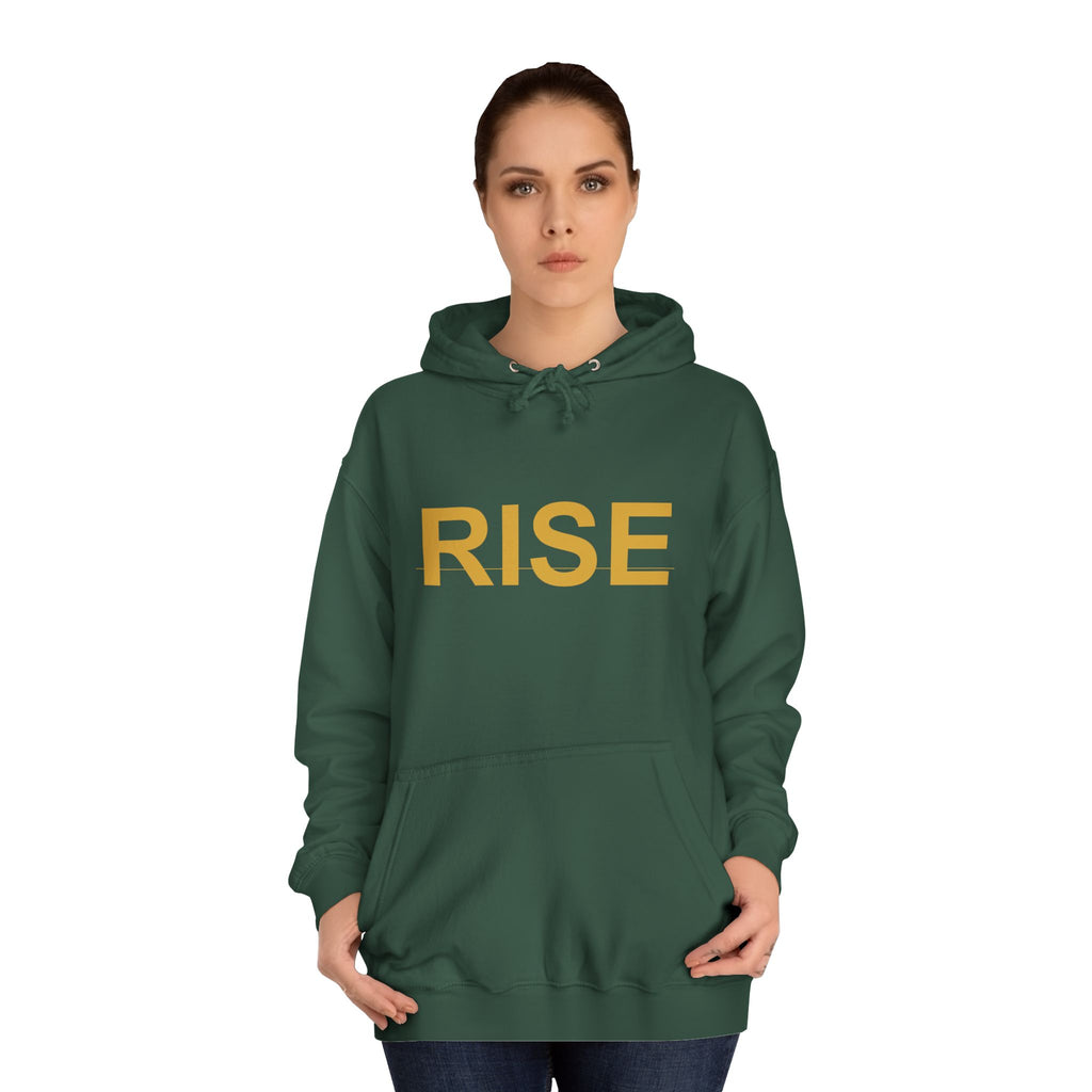 RISE Gold Block Letter Minimal Typography Hoodie