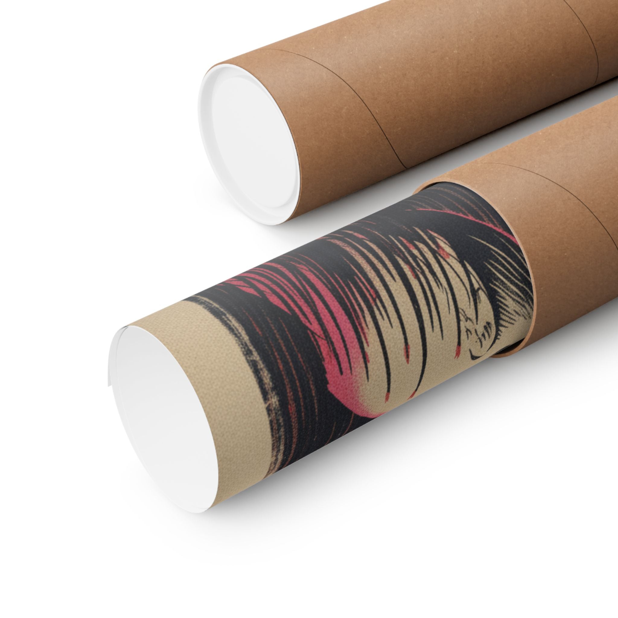 Japanese Street — White Heron Standing Among Reeds — Matte Poster
