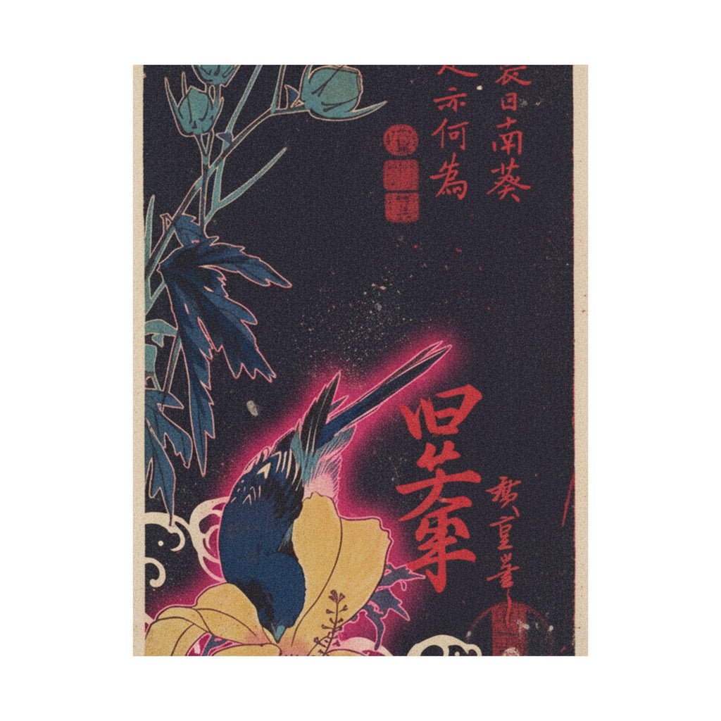 Japanese Street — Blue Bird — Matte Poster