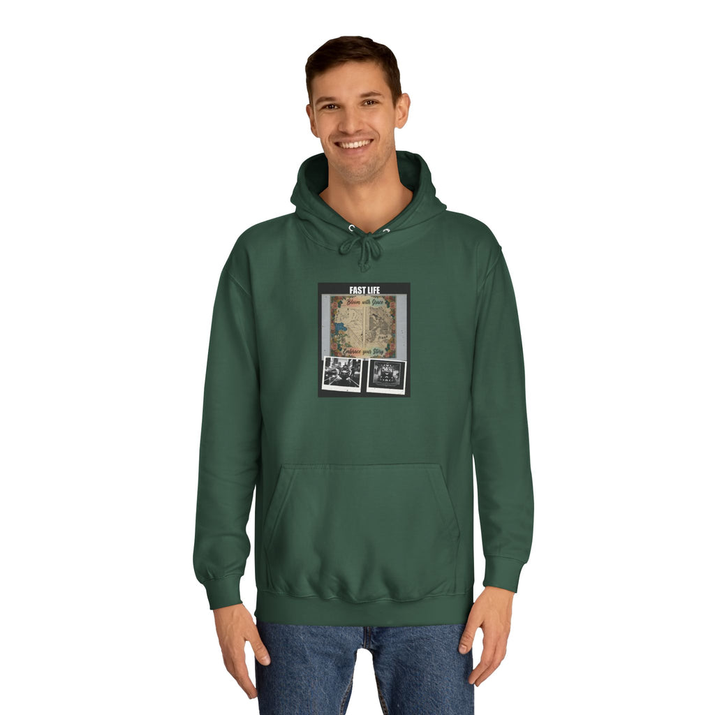 FAST LIFE Vintage Floral Collage Poster Hoodie