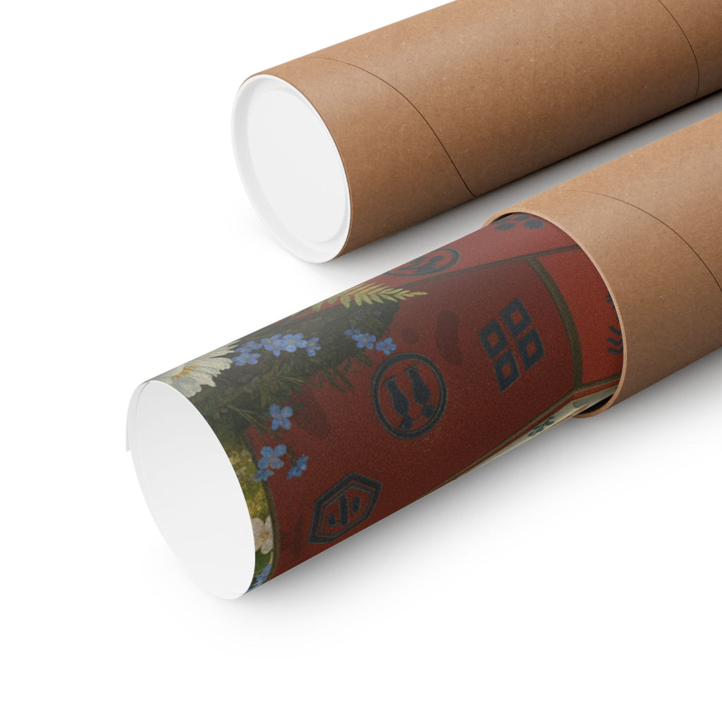 Scenic Nature — Red Lacquer Box And Water-Pot — Matte Poster