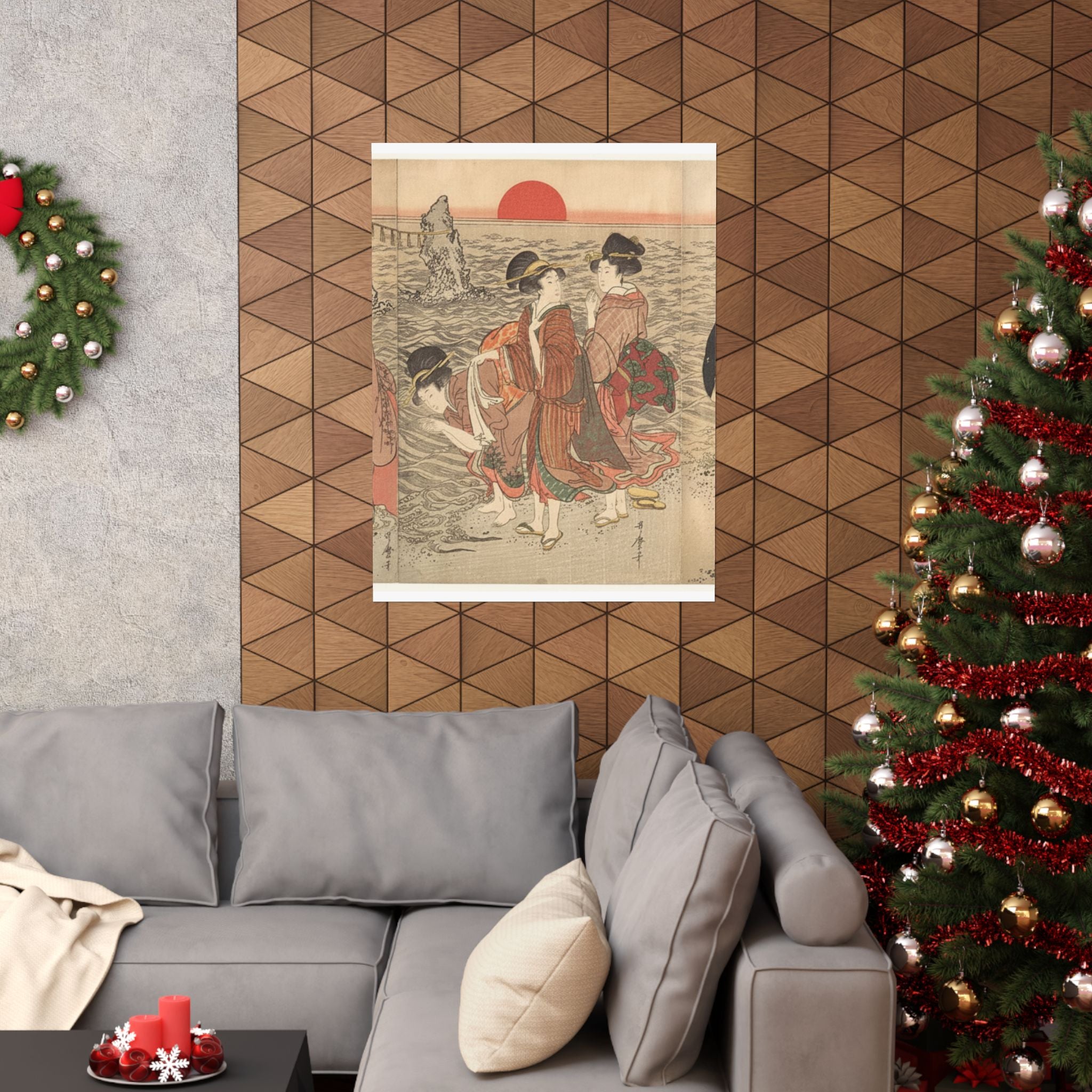 Ecommerce Main — Women Worshipping The Rising Sun Between The Twin Rocks At Ise — Matte Poster