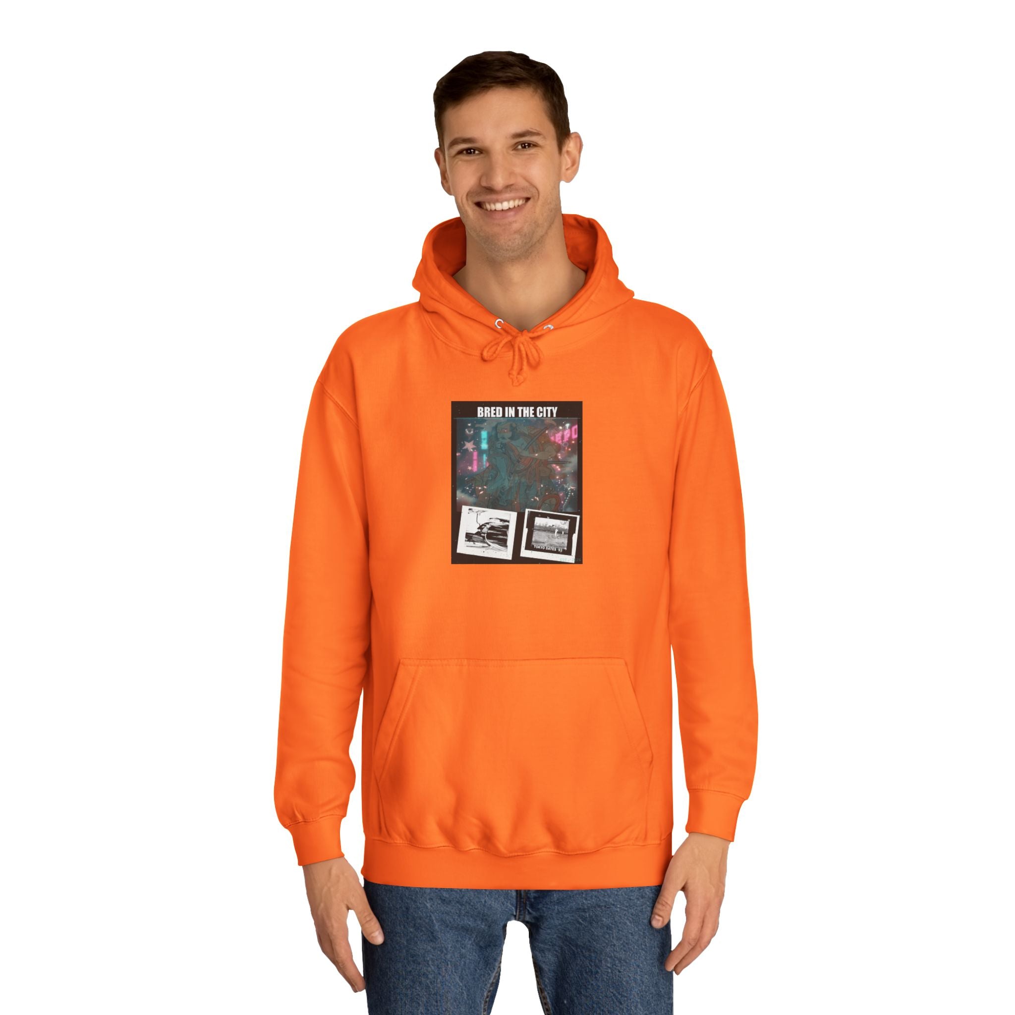 Bred In The City Neon Car Polaroid Collage Hoodie