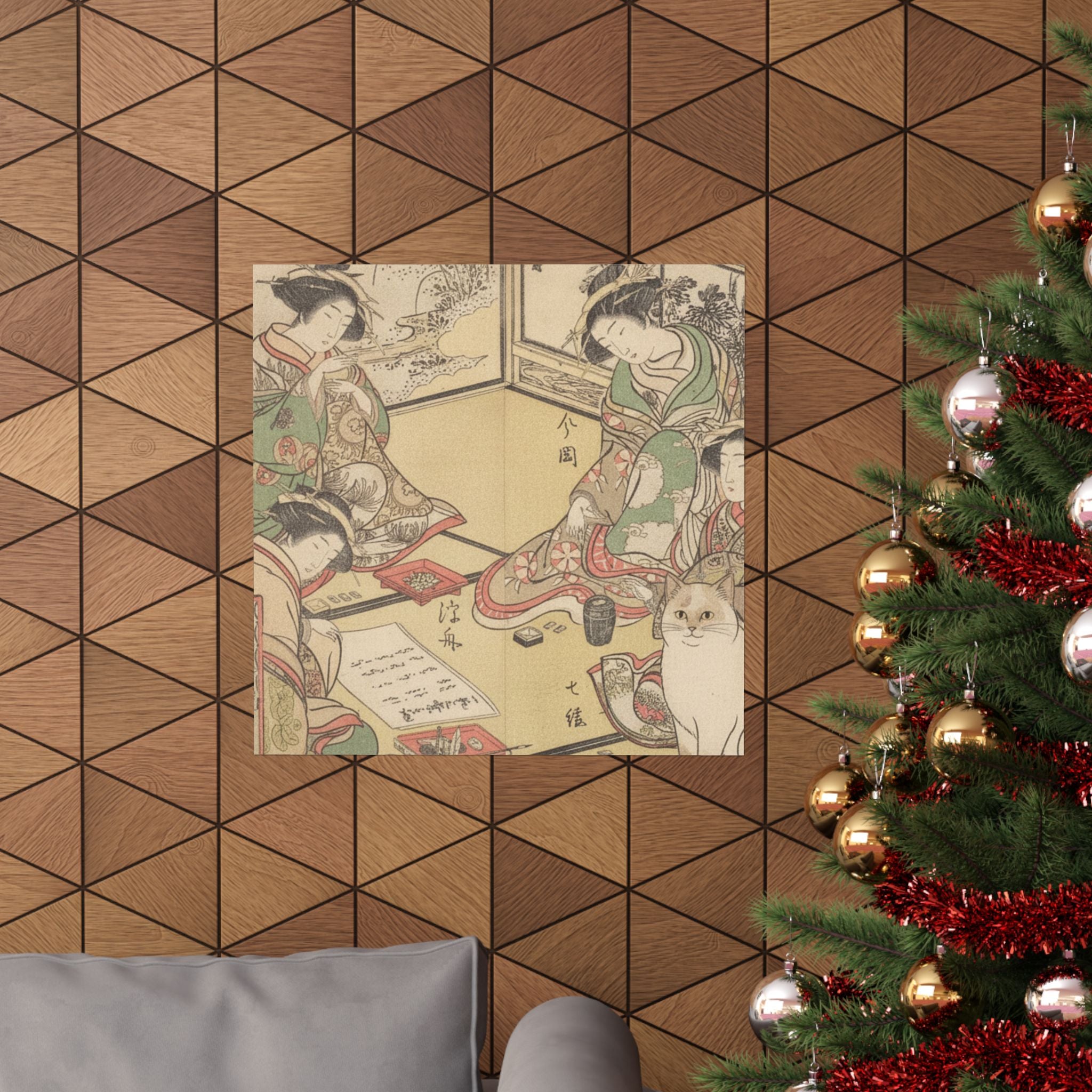 Botanical — Four Oiran Of The House Called Kadokana-Ya Playing The Game Of Ko-Awase (Incense — Matte Poster
