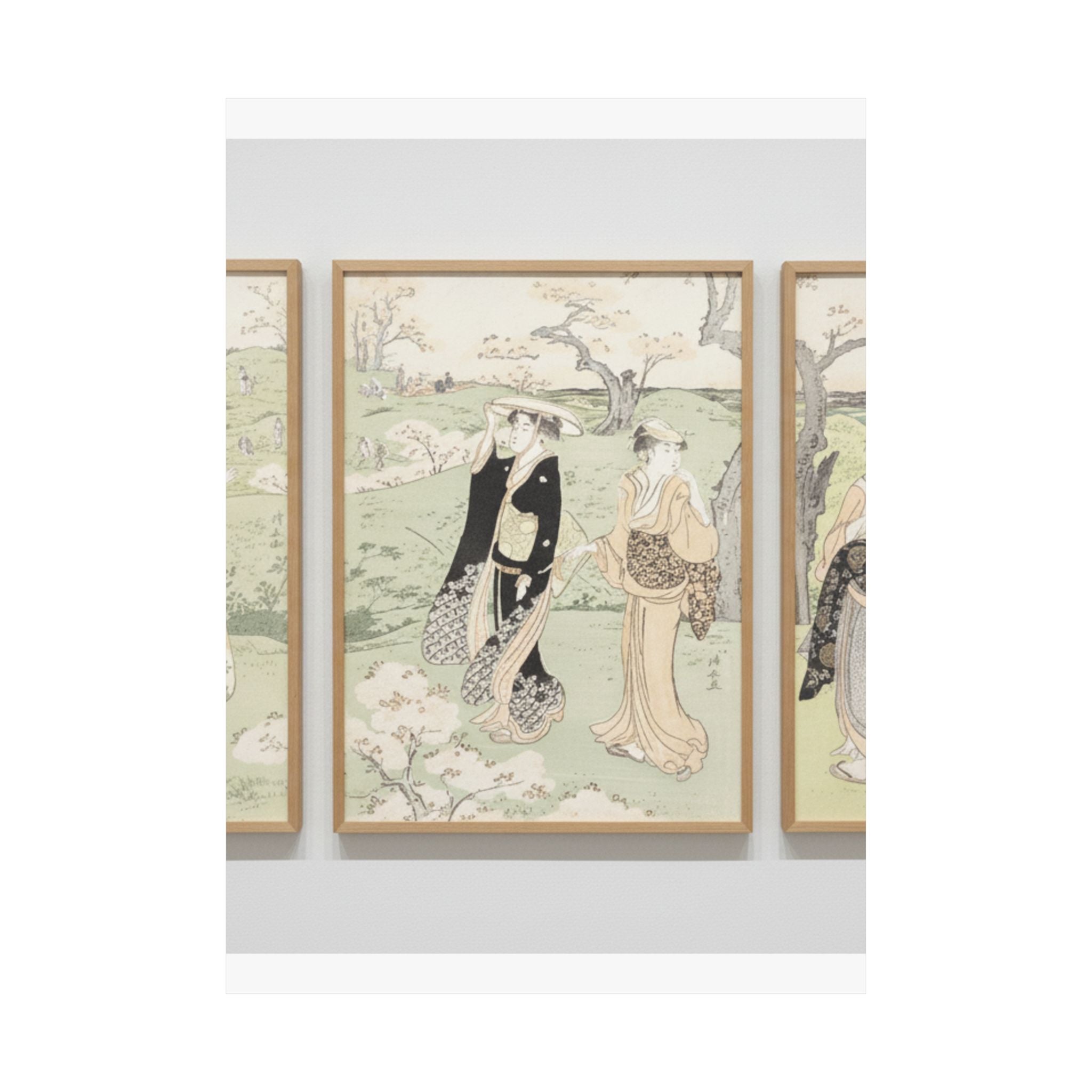 Watercolor — Young Ladies Viewing Cherry–Blossoms At Asukayama — Matte Poster