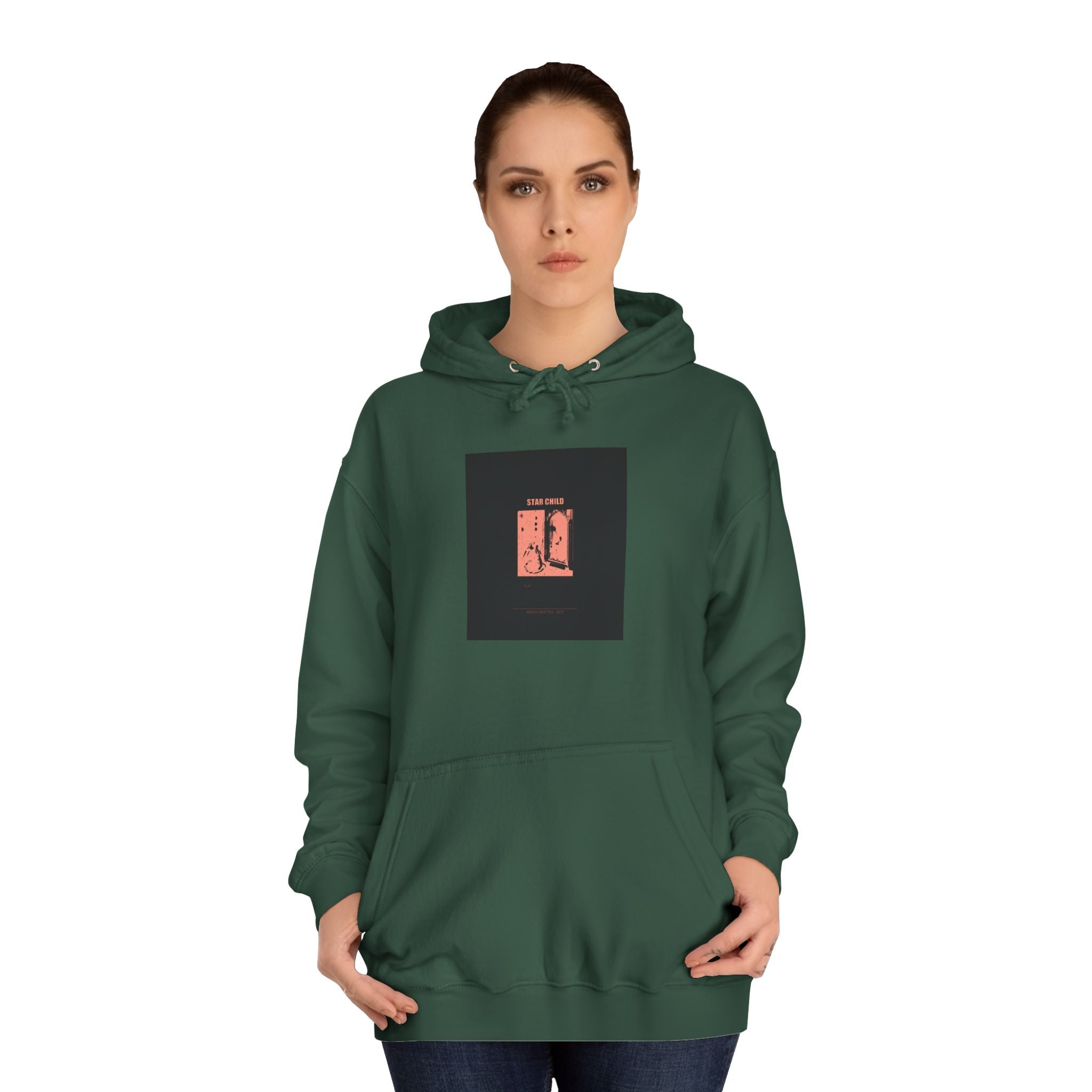 STAR CHILD Coral Duotone Poster Print Pullover Hoodie