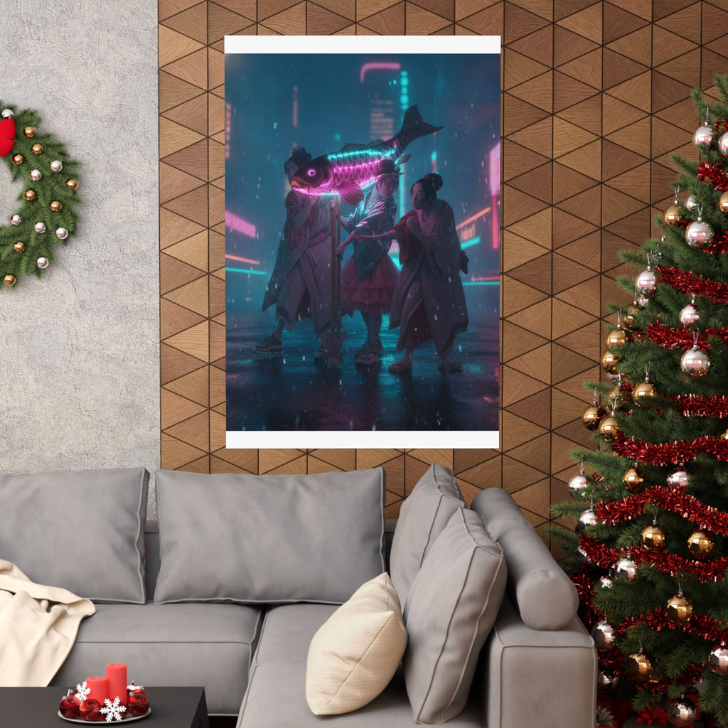 Neon Noir — Lantern Float — Matte Poster