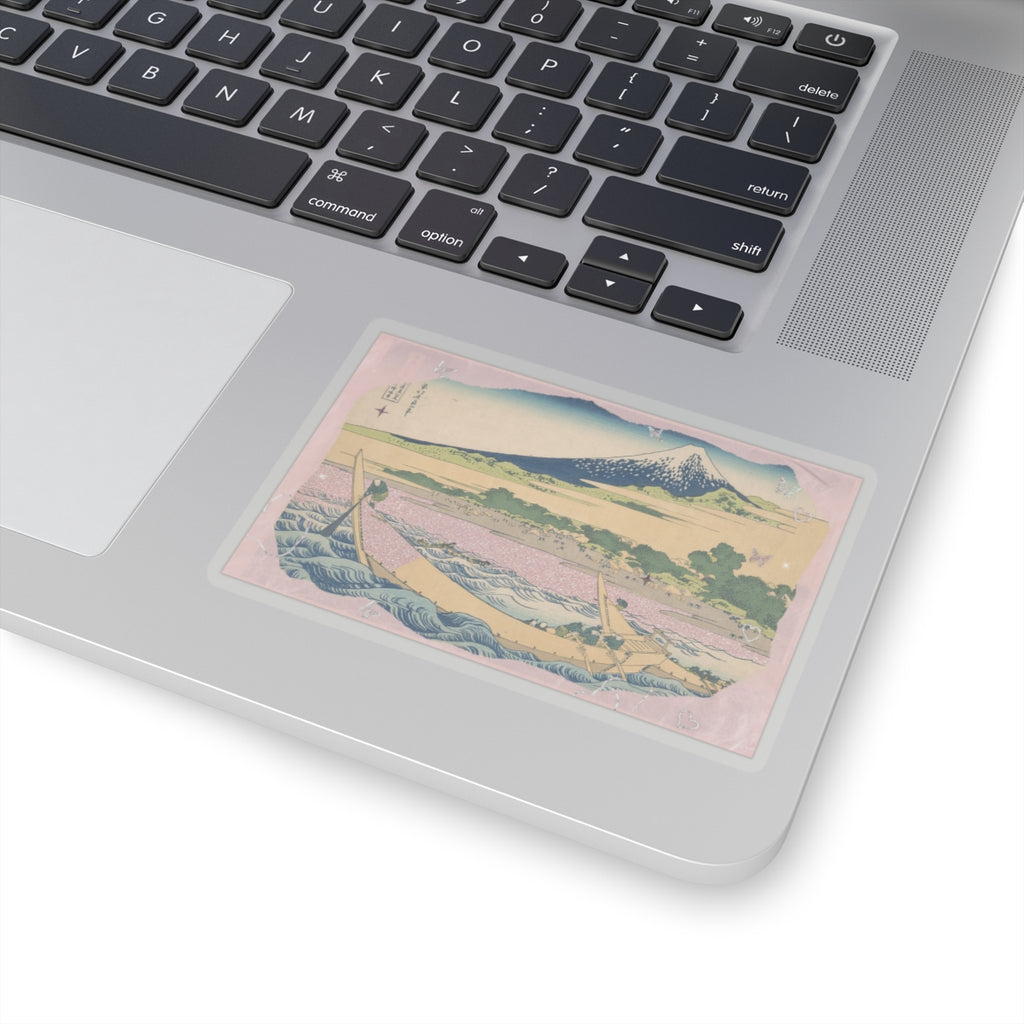 Scenic Nature — Tago Bay Near Ejiri On The Tōkaidō (Tōkaidō Ejiri Tago No Ura Ryaku Zu), From Th — Kiss-Cut Sticker