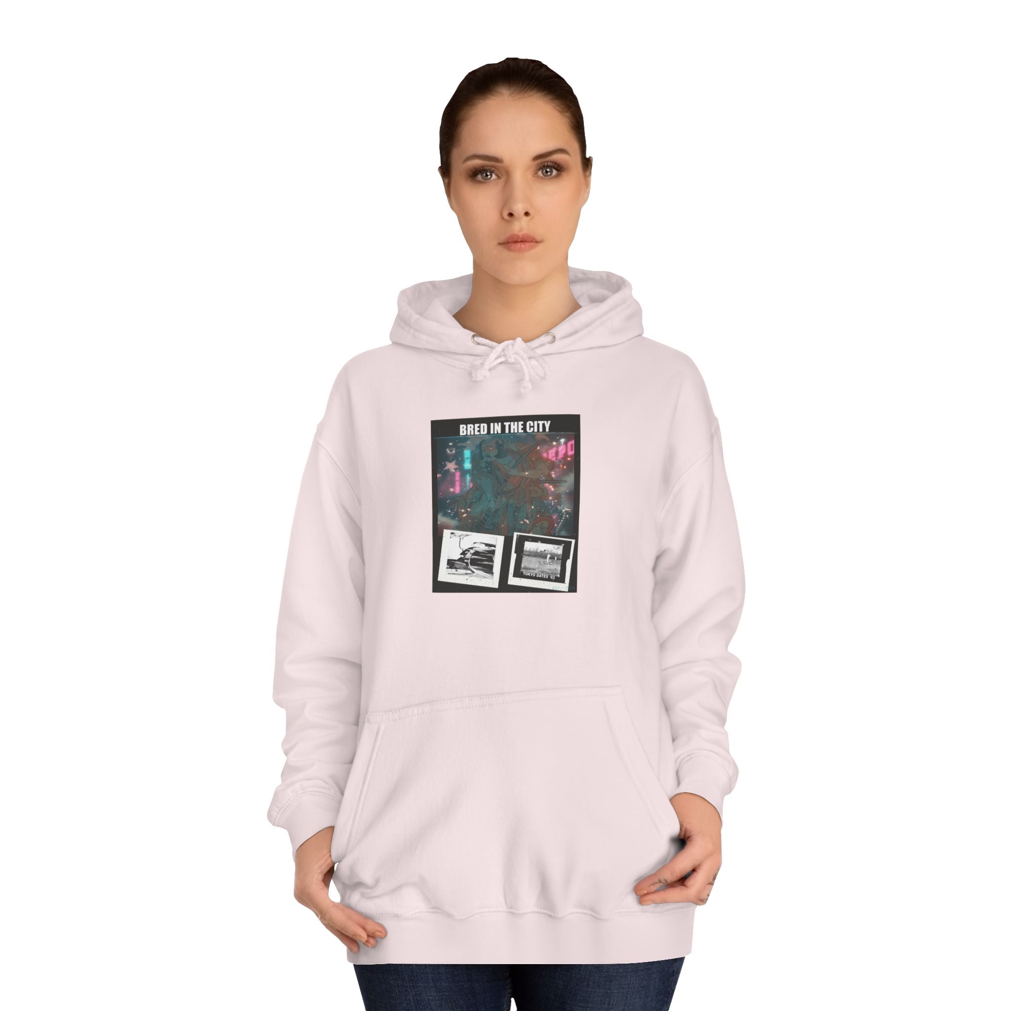 Bred In The City Neon Car Polaroid Collage Hoodie