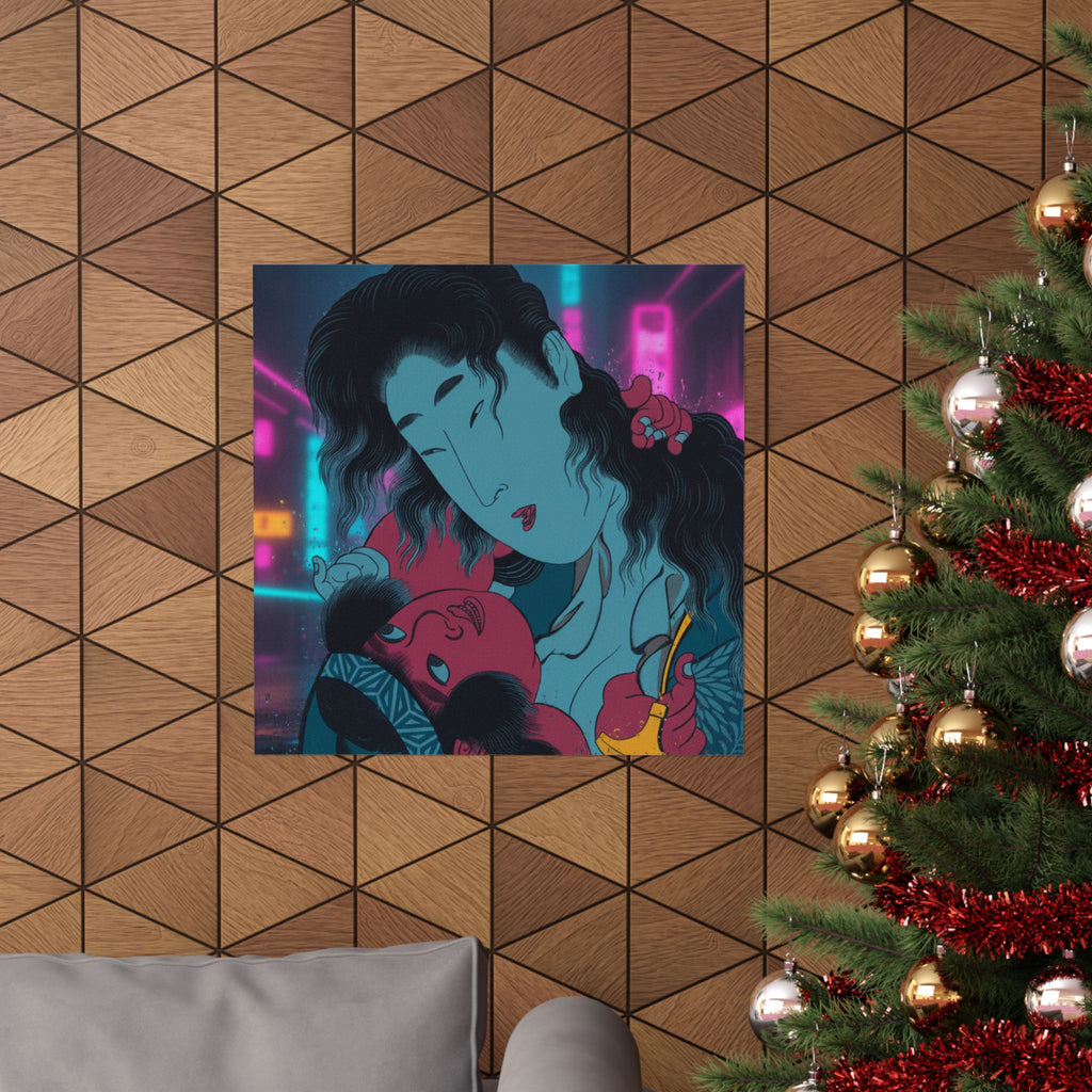 Neon Noir — Yamauba Playing With Kintarō — Matte Poster