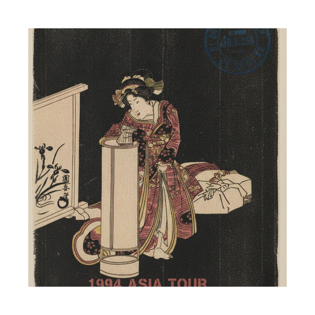 Vintage Bootleg — Young Woman Leaning Over A Tall Lamp — Matte Poster