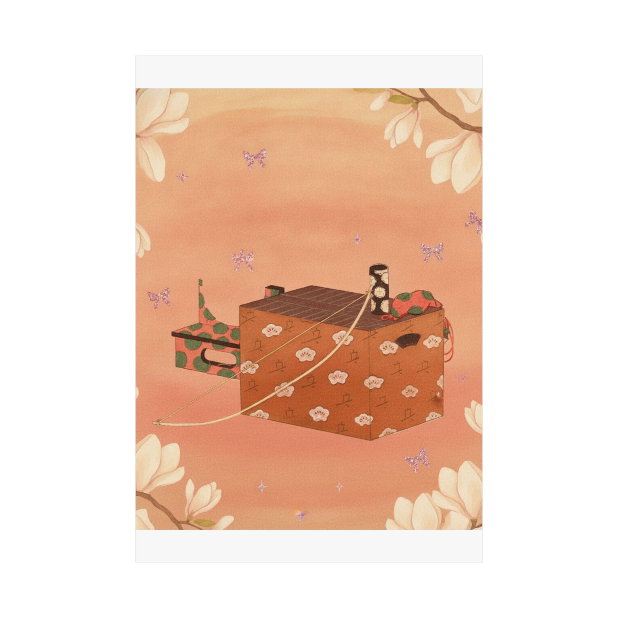 Southern Sunset — Box For Sugoroku Game (A Kind Of Backgammon), Bow And Drum — Matte Poster