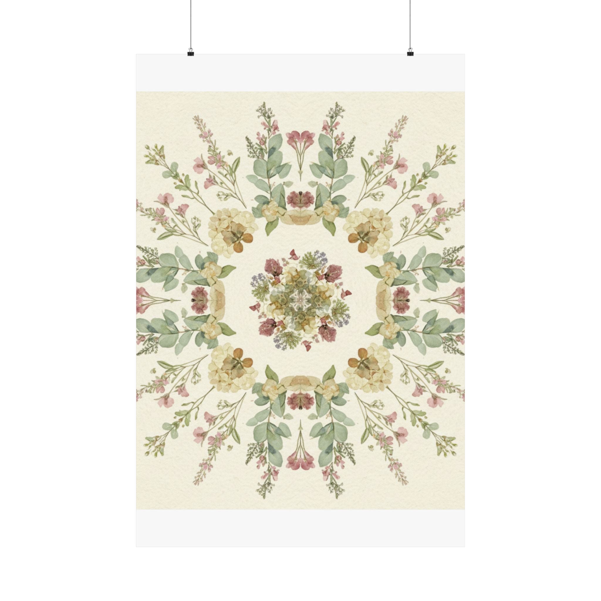 Pressed Wildflower Symmetry Cottagecore Botanical Poster