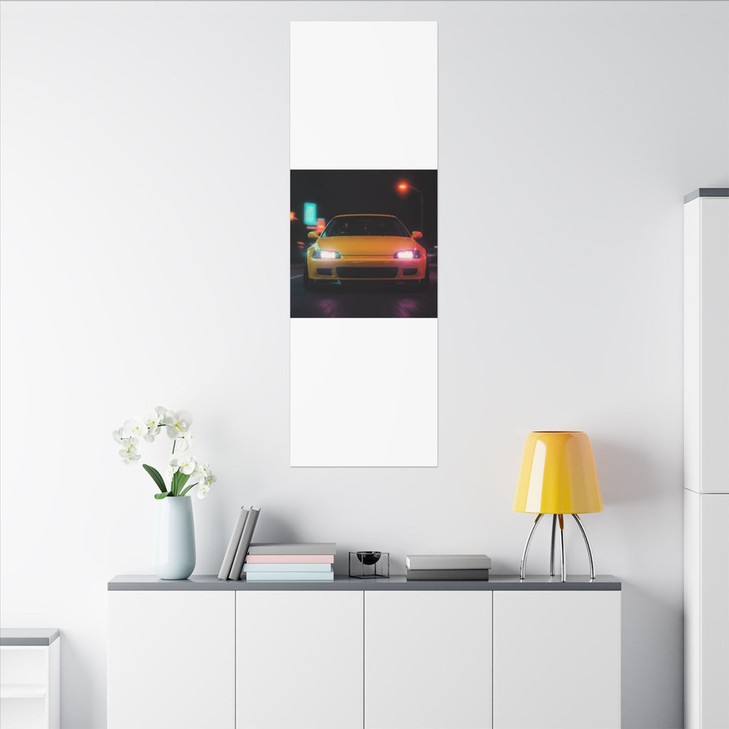 Neon Night JDM Yellow Coupe Street Matte Canvas