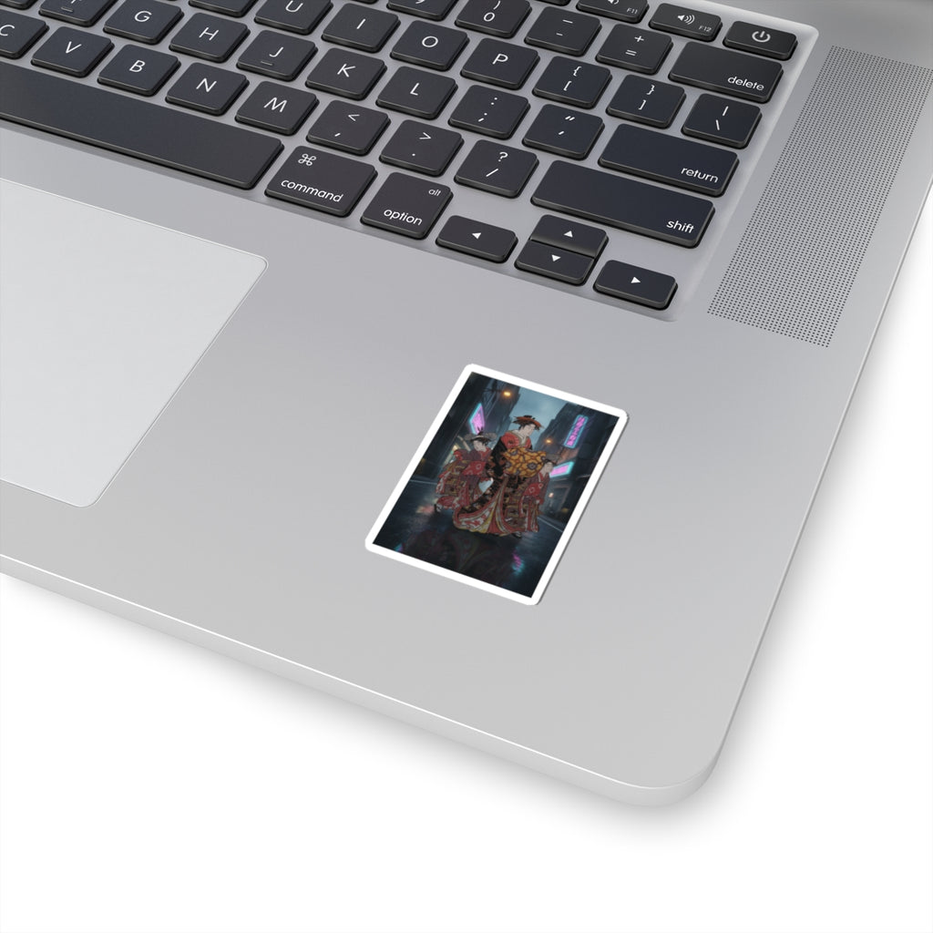 Fast Furious — An Oiran Accompanied By Two Kamuro — Kiss-Cut Sticker