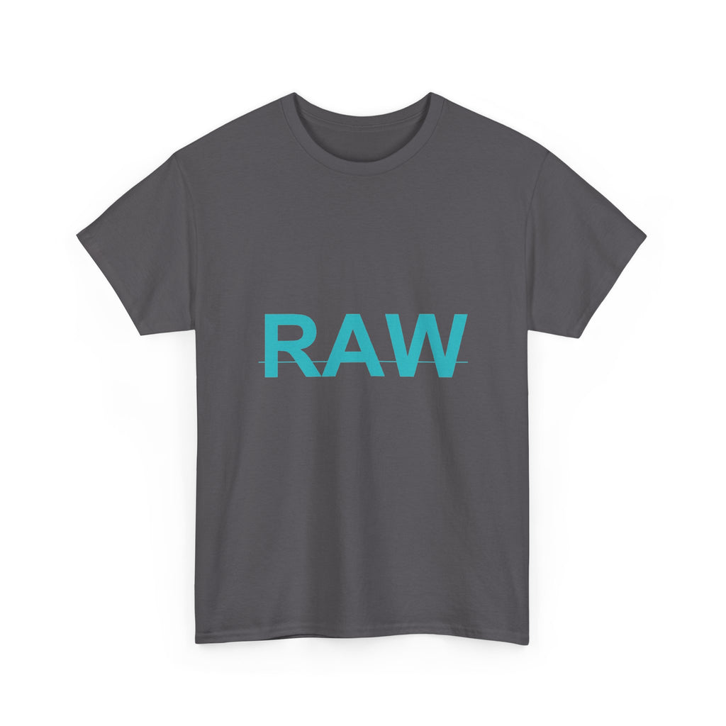 RAW Teal Block Letter Minimalist Statement Tee