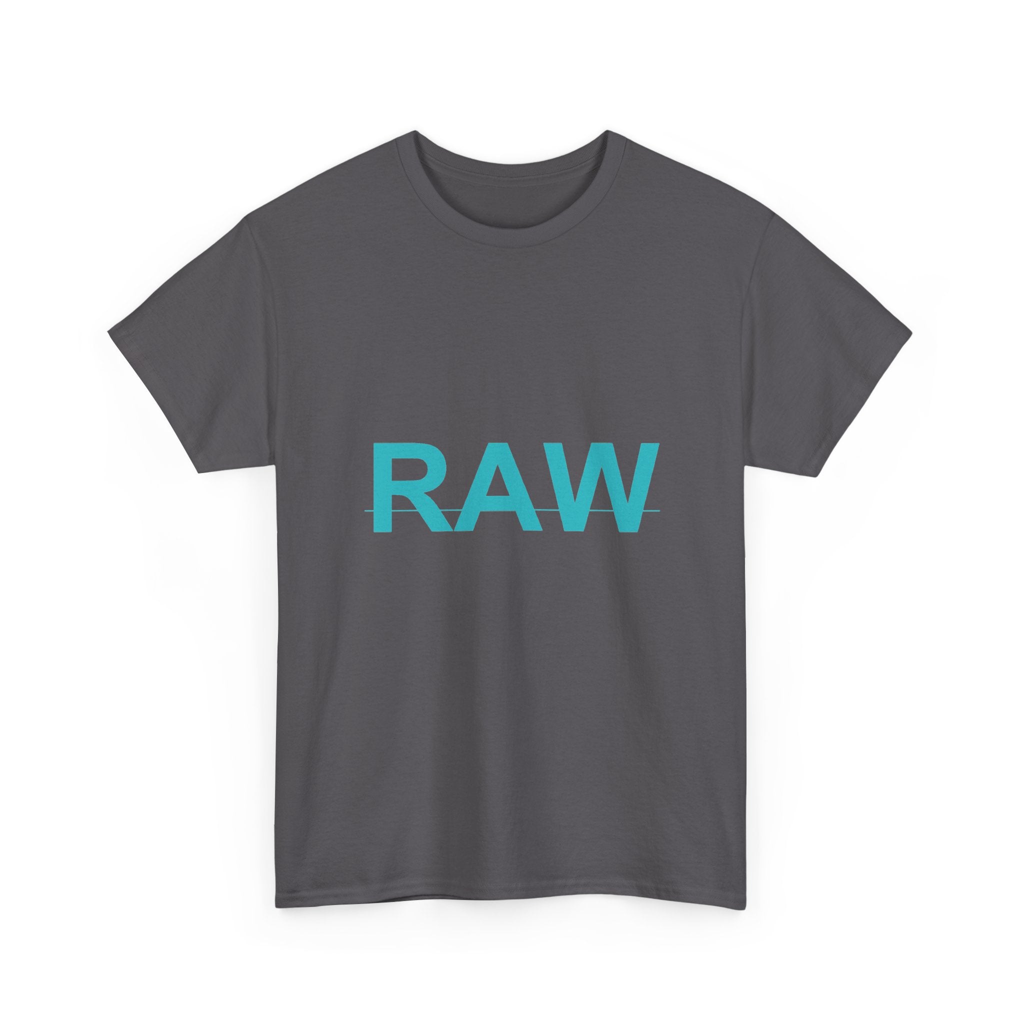 RAW Teal Block Letter Minimalist Statement Tee
