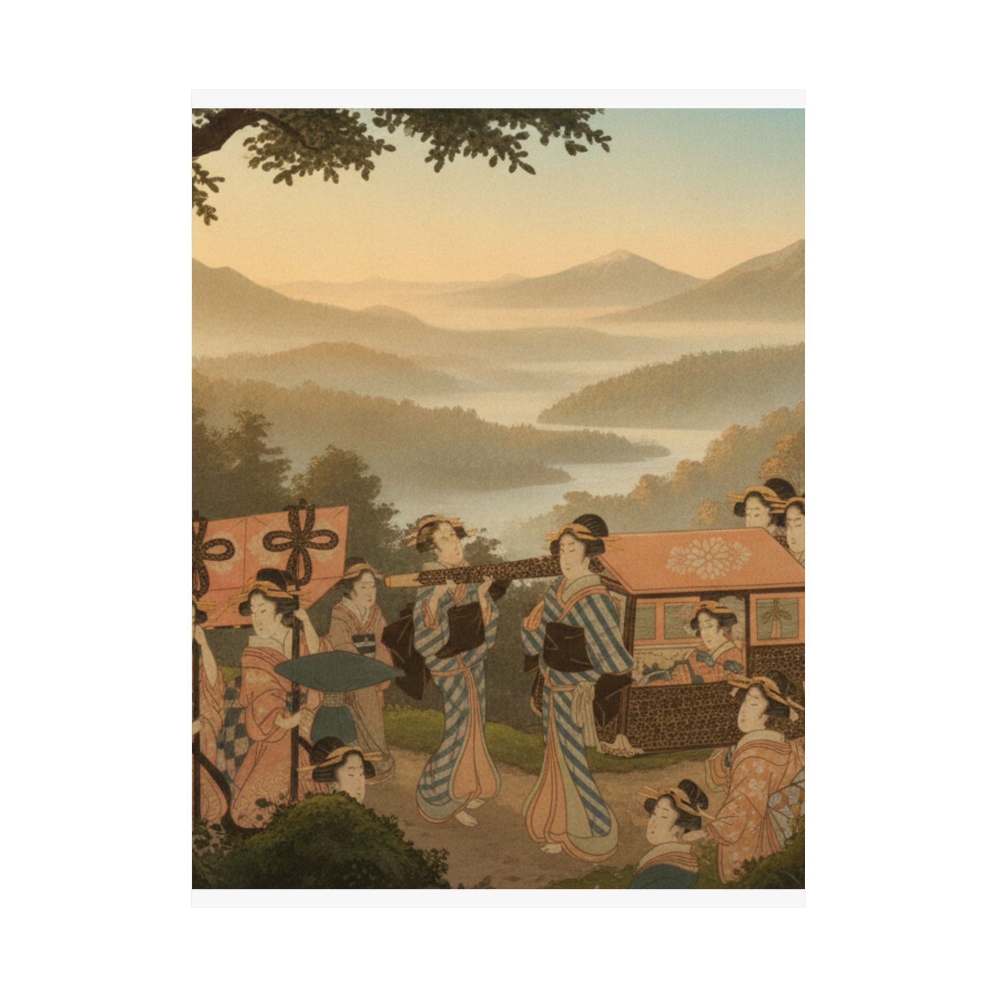 Scenic Nature — Promenade Of Famous Beauty Escorted By Many Female Attendants — Matte Poster