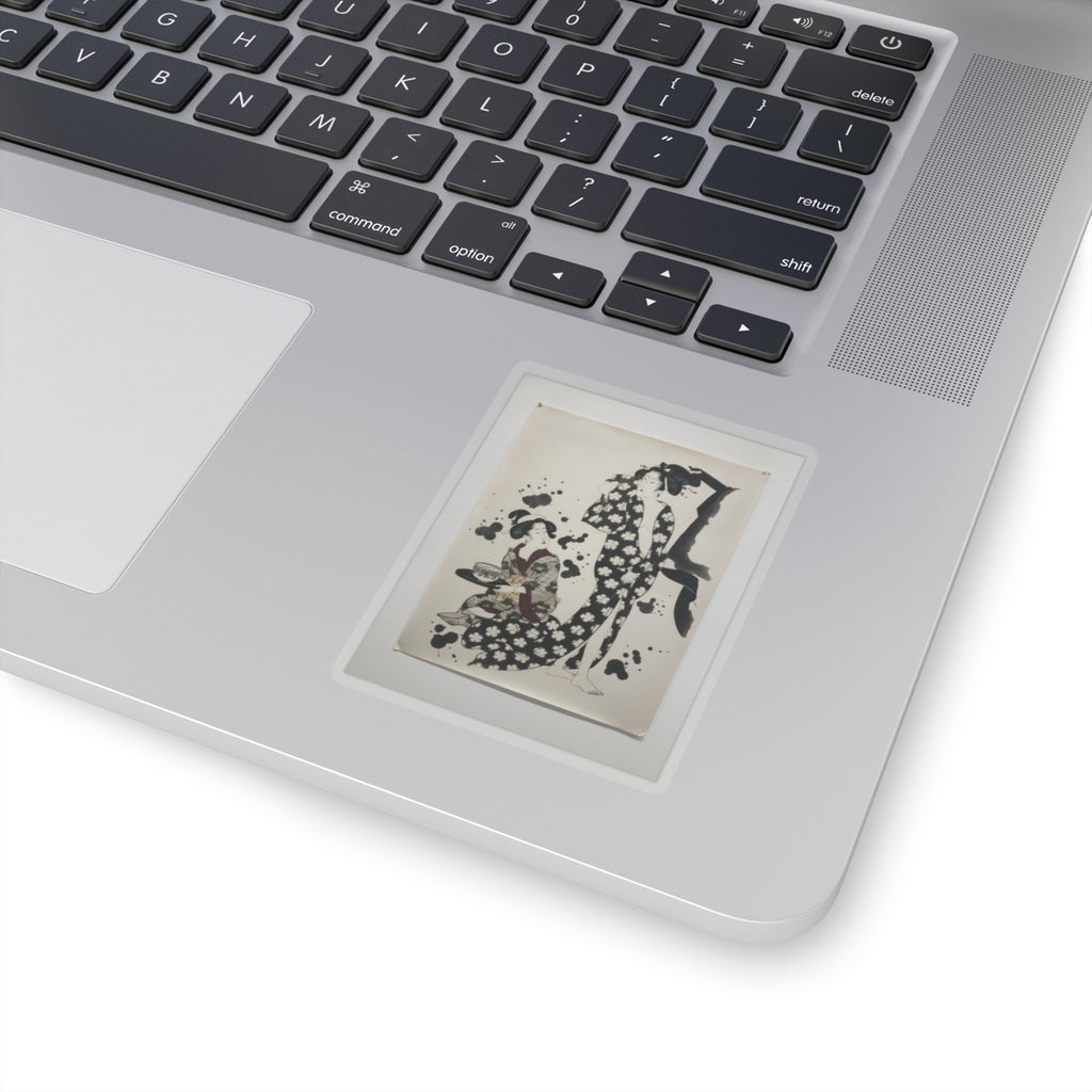 Watercolor — Young Woman Making Her Toilet — Kiss-Cut Sticker