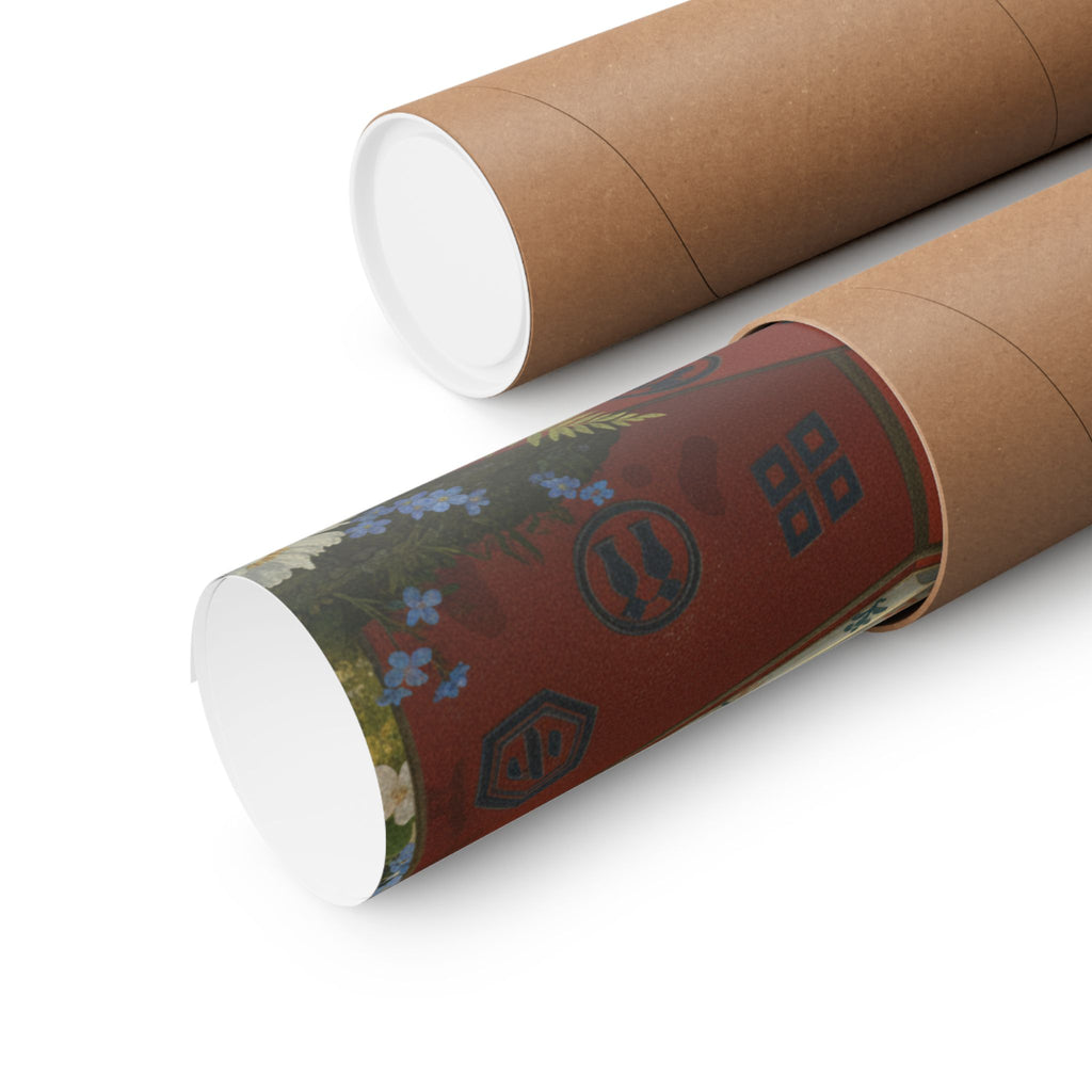 Scenic Nature — Red Lacquer Box And Water-Pot — Matte Poster