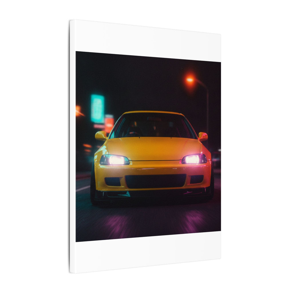 Neon Night JDM Yellow Coupe Street Matte Canvas