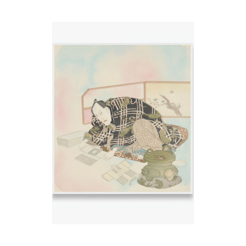 Watercolor — Ichikawa Danjūrō Vii Preparing New Year'S Gifts — Matte Poster